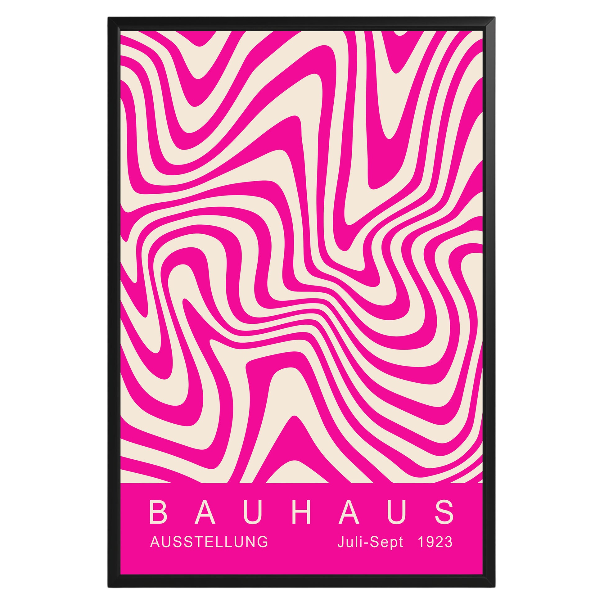 Pink Wavy Stripes Bauhaus Poster A43 - GroovyGrove