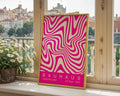 Pink Wavy Stripes Bauhaus Poster A43 - GroovyGrove