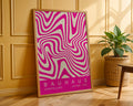 Pink Wavy Stripes Bauhaus Poster A43 - GroovyGrove