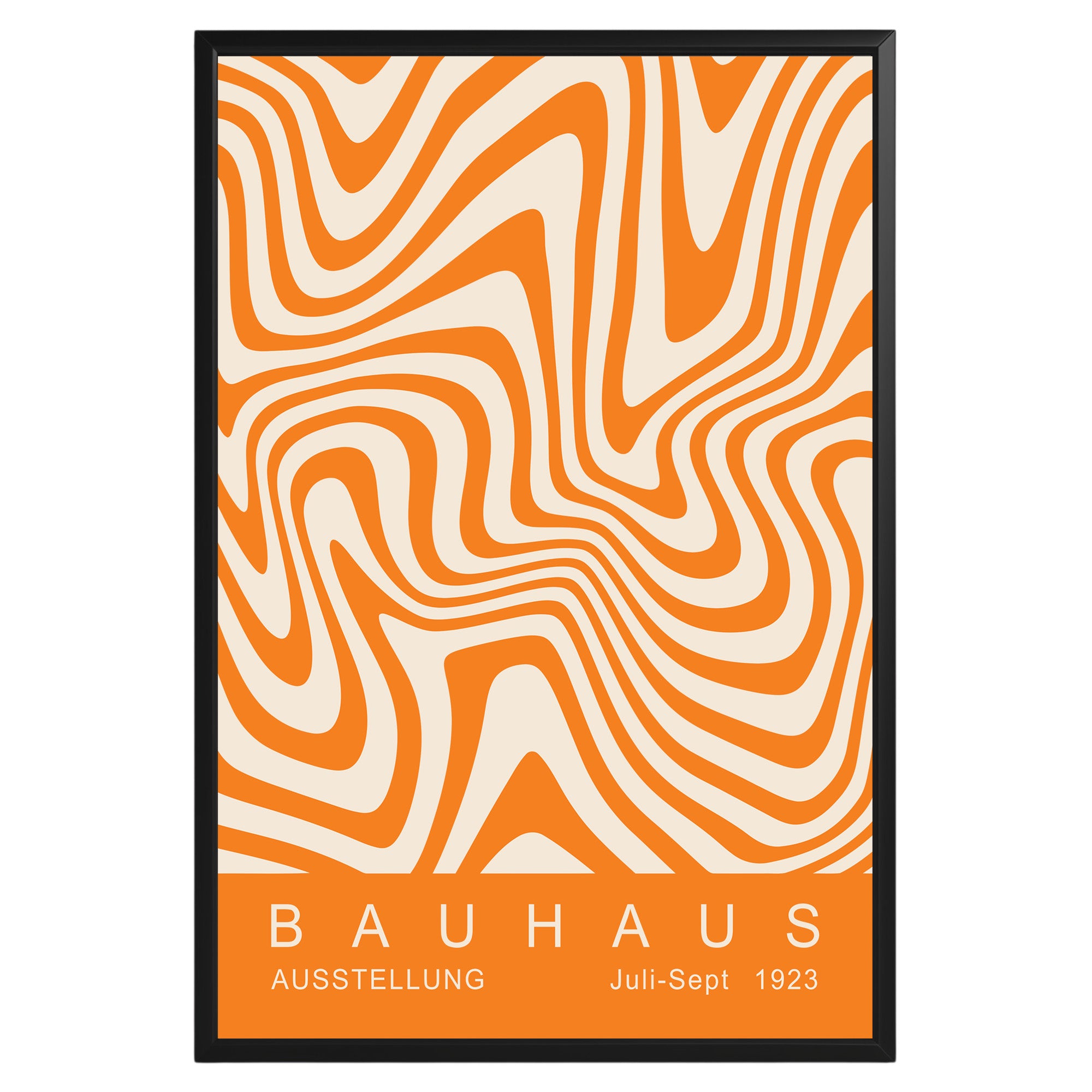 Orange Wavy Stripes Bauhaus Poster A44 - GroovyGrove