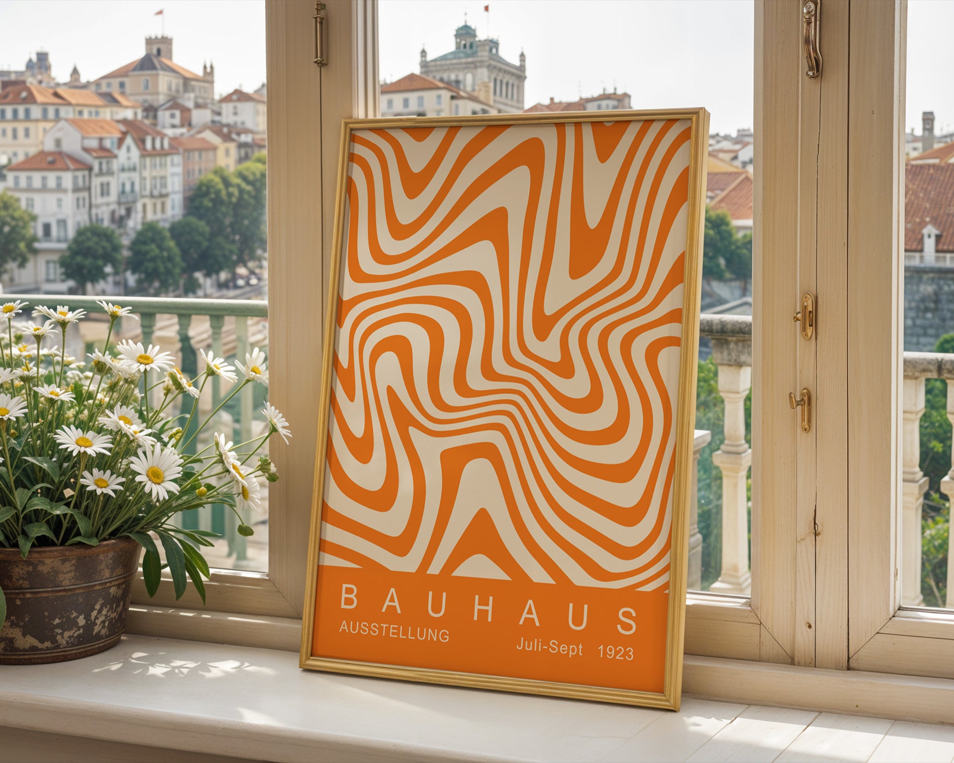 Orange Wavy Stripes Bauhaus Poster A44 - GroovyGrove