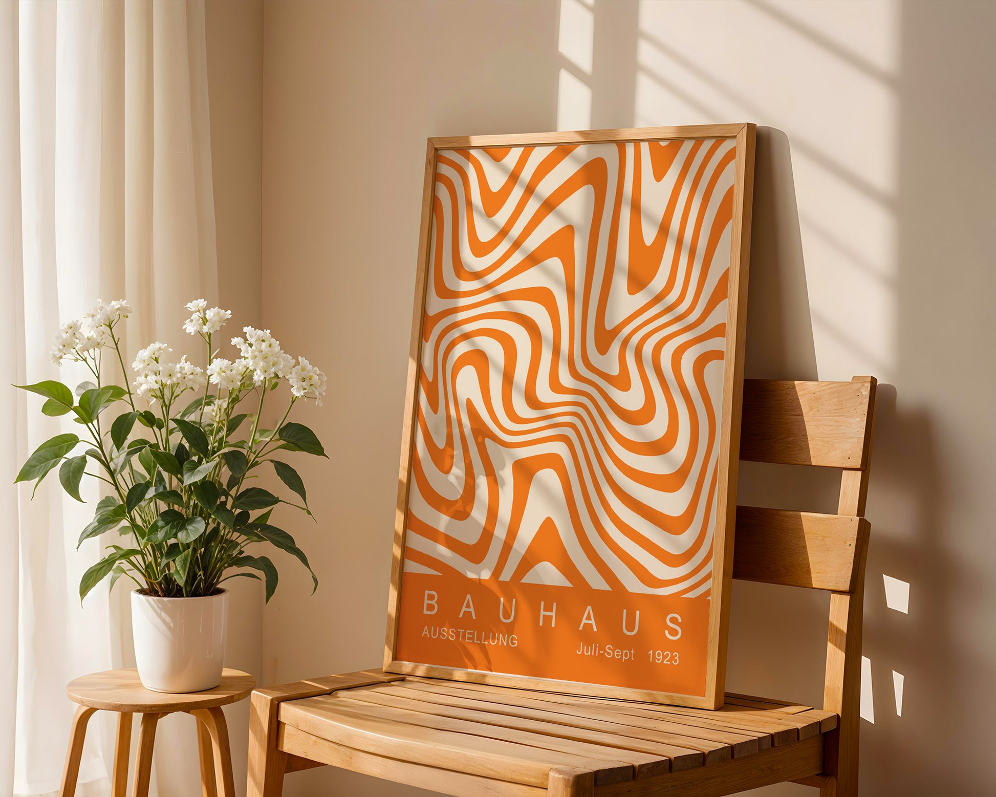 Orange Wavy Stripes Bauhaus Poster A44 - GroovyGrove