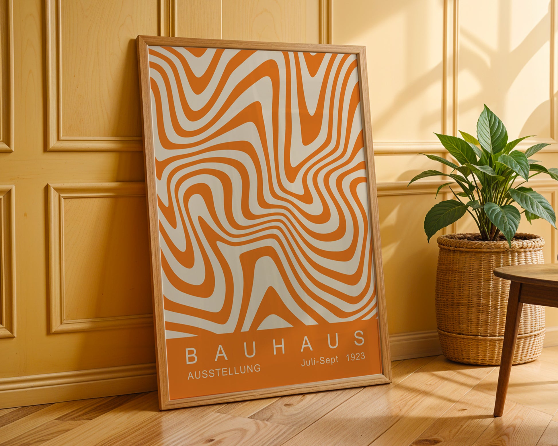 Orange Wavy Stripes Bauhaus Poster A44 - GroovyGrove