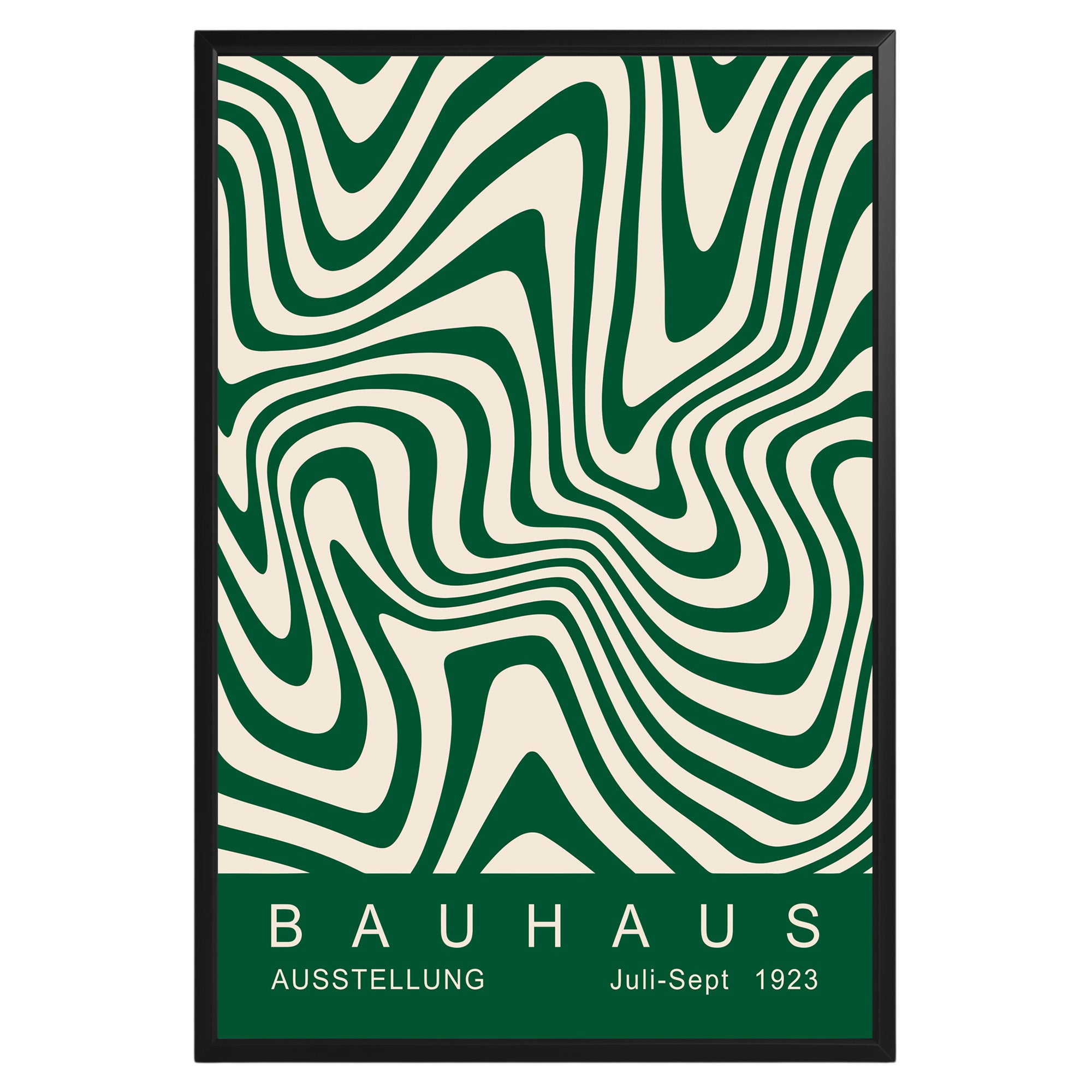 Green Wavy Stripes Bauhaus Poster A45 - GroovyGrove