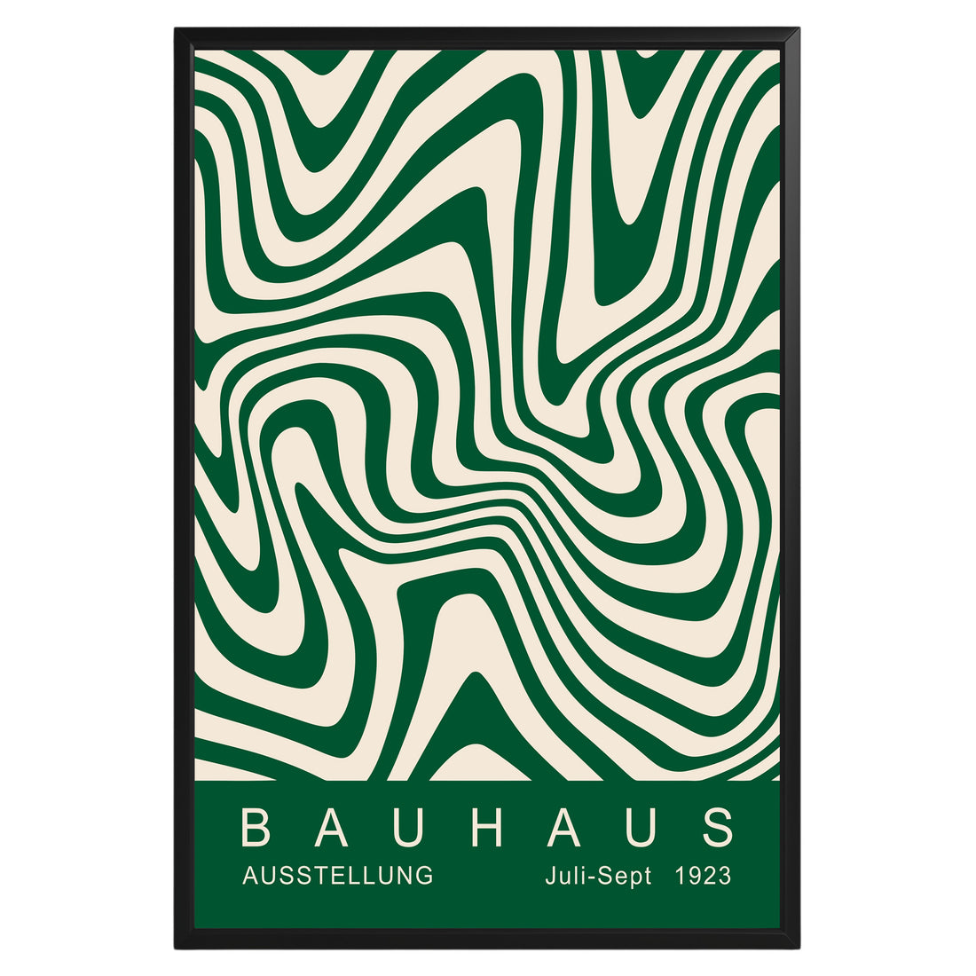 Green Wavy Stripes Bauhaus Poster A45 - GroovyGrove