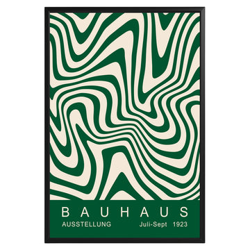 Green Wavy Stripes Bauhaus Poster A45 - GroovyGrove