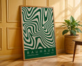 Green Wavy Stripes Bauhaus Poster A45 - GroovyGrove