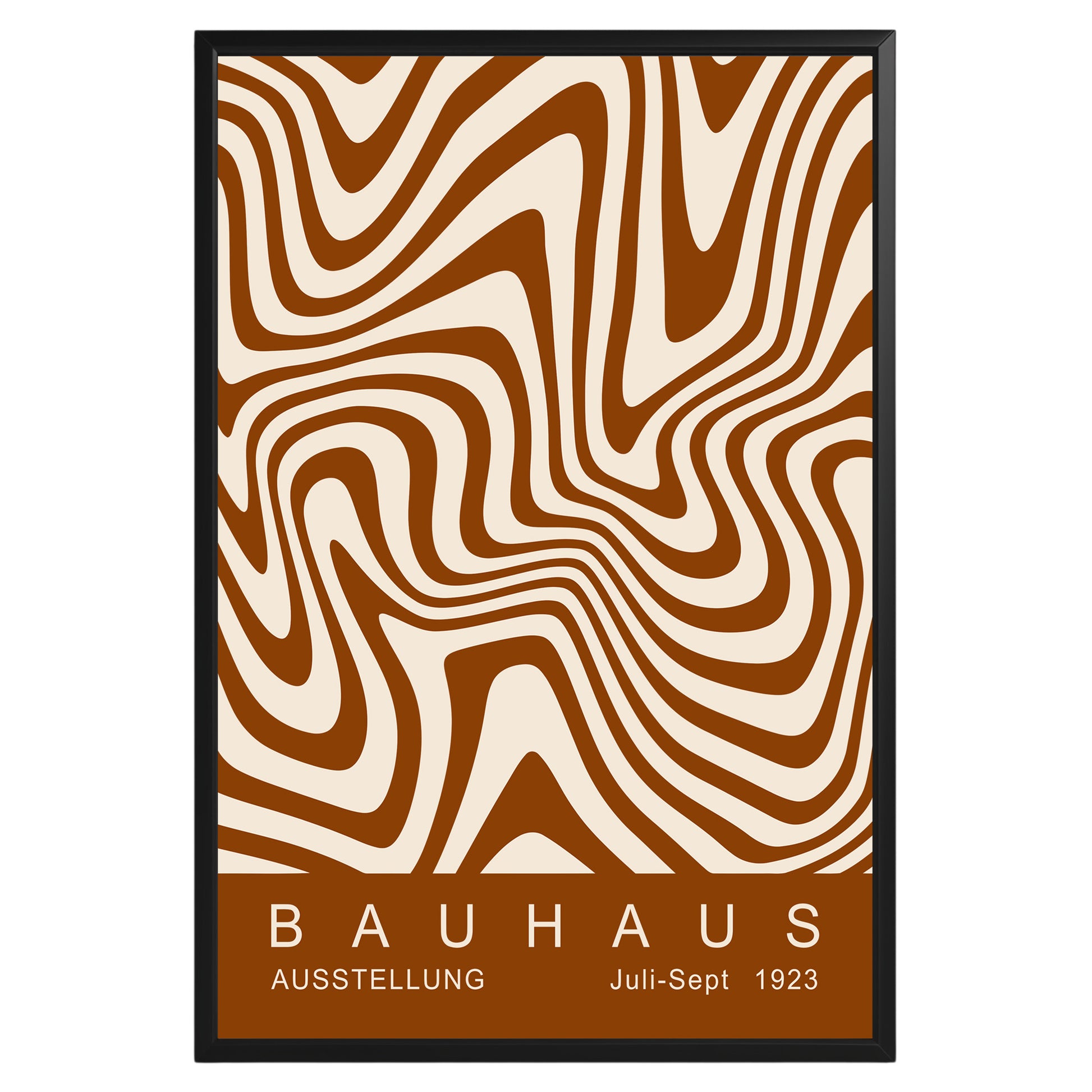 Brown Wavy Stripes Bauhaus Poster A46 - GroovyGrove