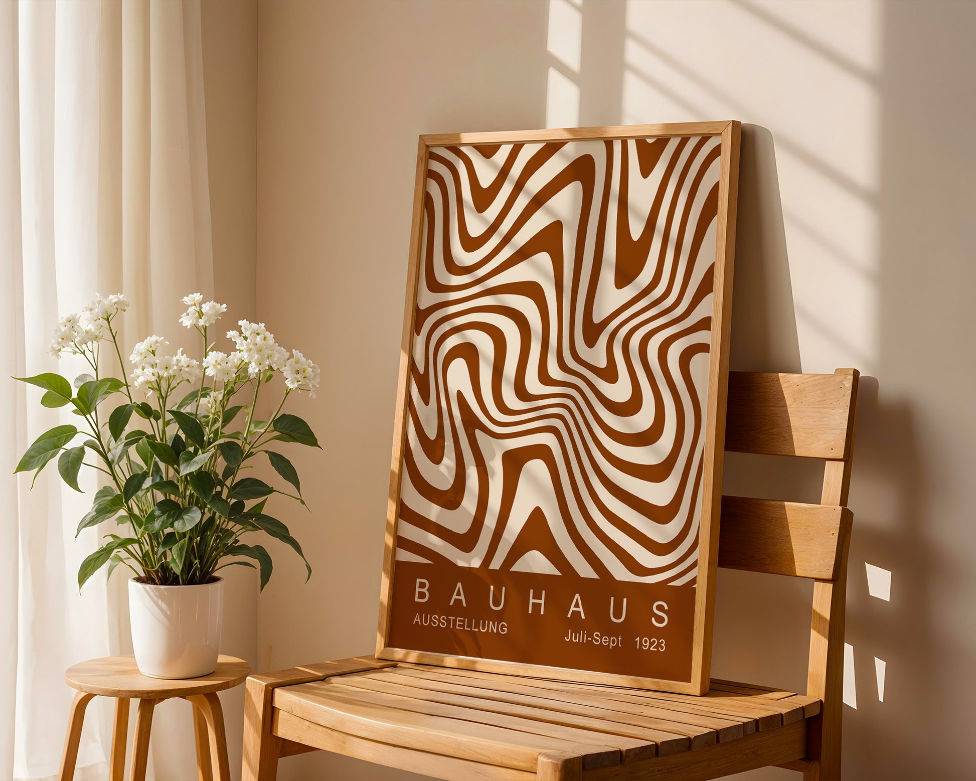 Brown Wavy Stripes Bauhaus Poster A46 - GroovyGrove