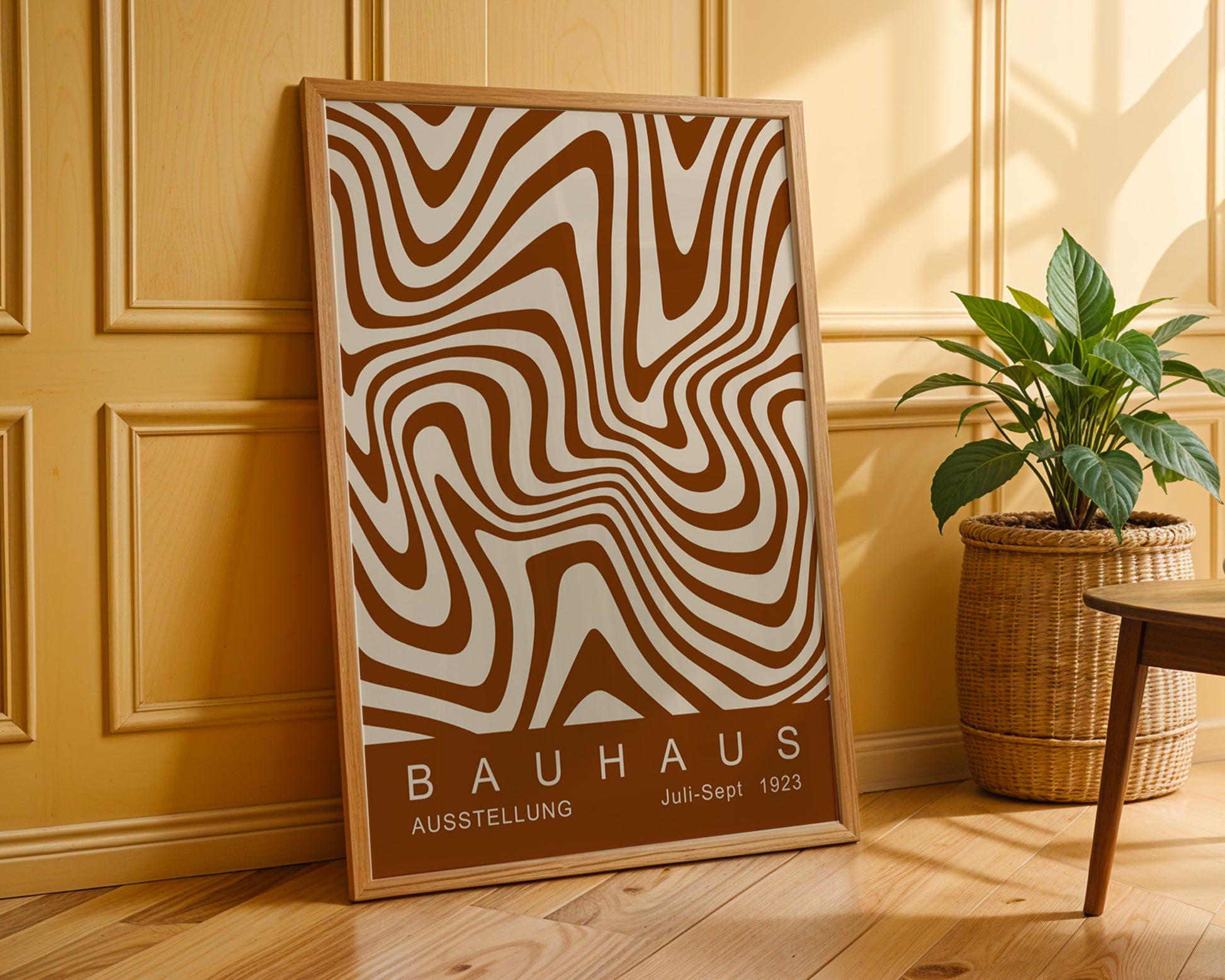 Brown Wavy Stripes Bauhaus Poster A46 - GroovyGrove