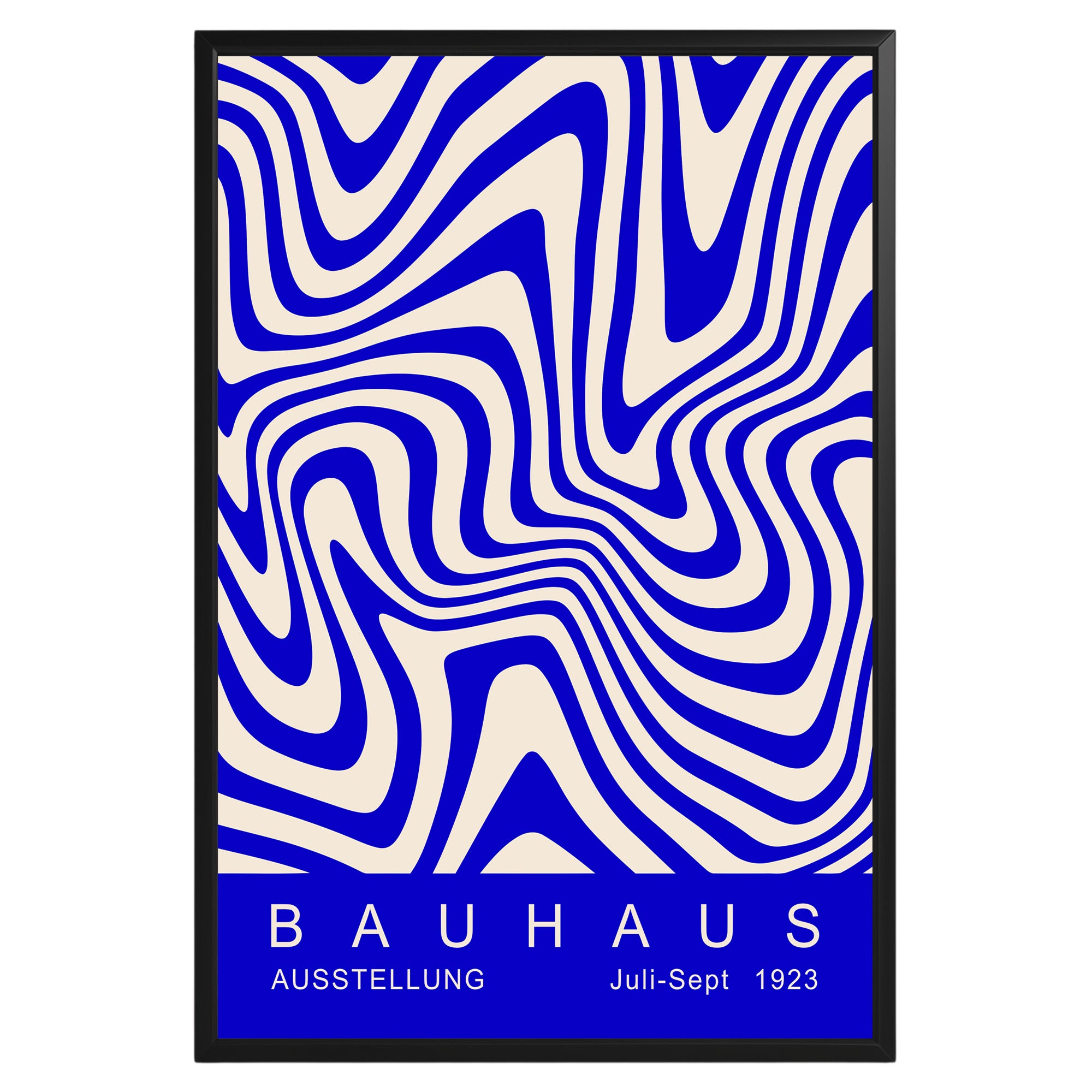 Blue Wavy Stripes Bauhaus Poster A47 - GroovyGrove