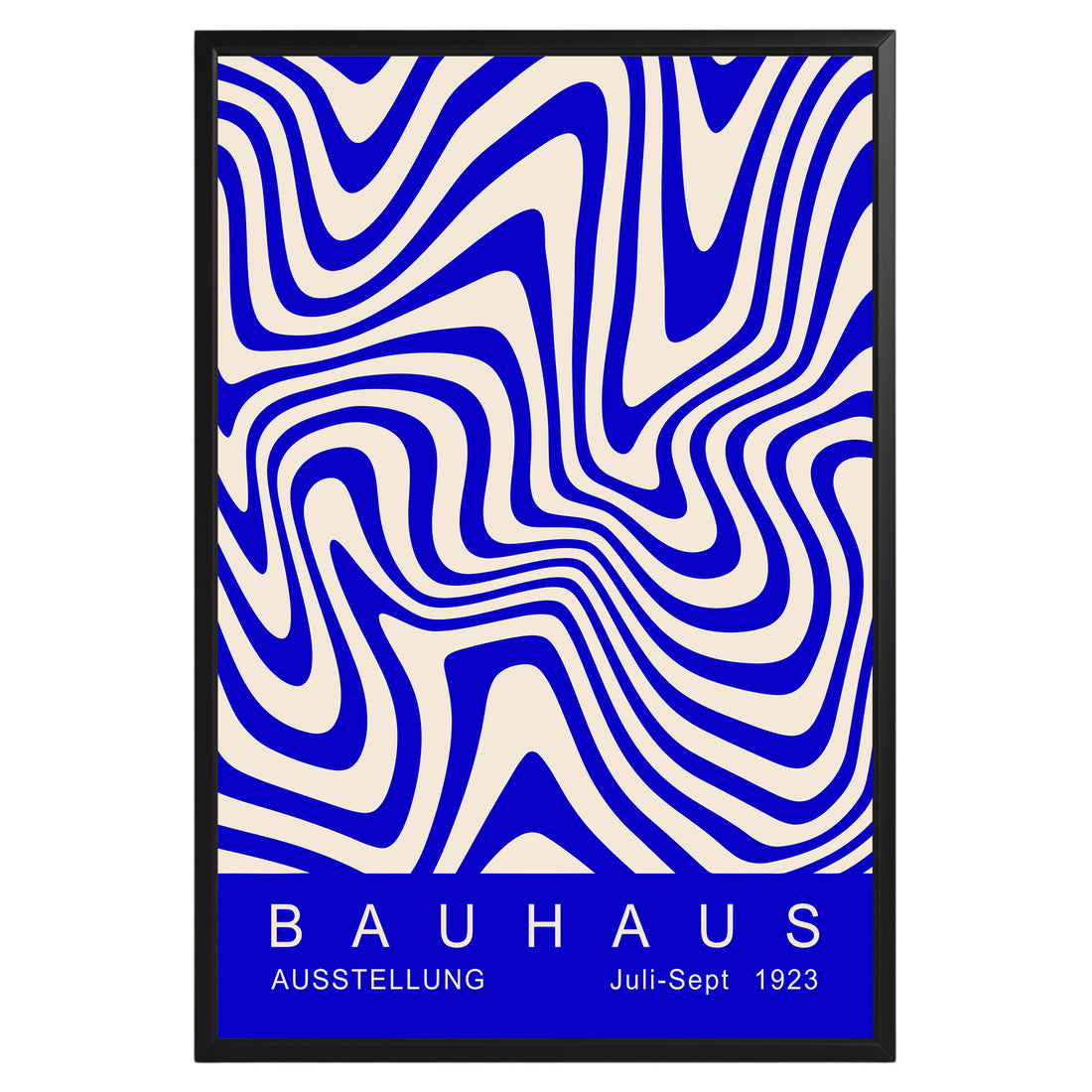 Blue Wavy Stripes Bauhaus Poster A47 - GroovyGrove