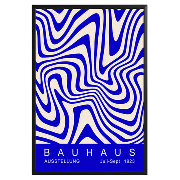 Blue Wavy Stripes Bauhaus Poster A47 - GroovyGrove