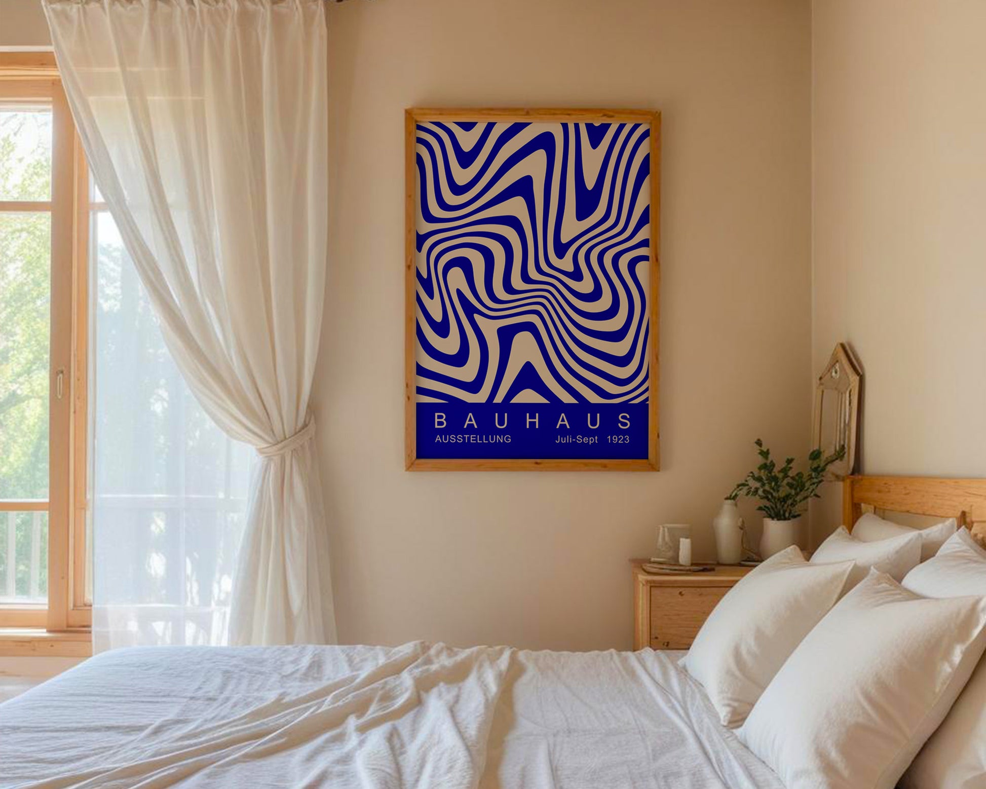 Blue Wavy Stripes Bauhaus Poster A47 - GroovyGrove