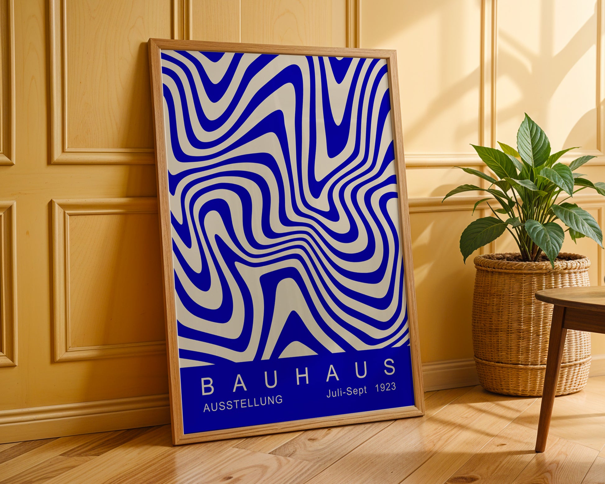 Blue Wavy Stripes Bauhaus Poster A47 - GroovyGrove