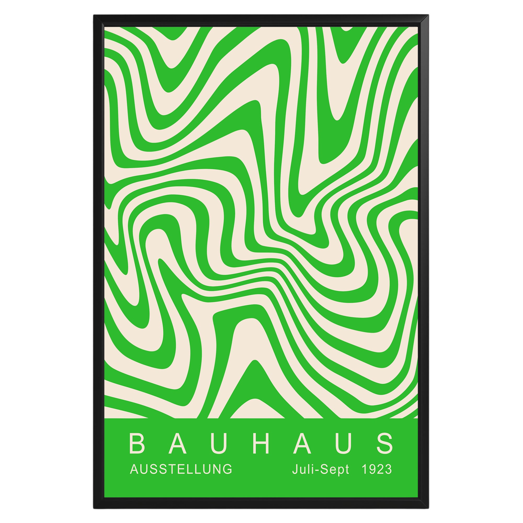 Green Wavy Stripes Bauhaus Poster A48 - GroovyGrove