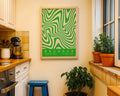 Green Wavy Stripes Bauhaus Poster A48 - GroovyGrove