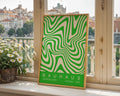 Green Wavy Stripes Bauhaus Poster A48 - GroovyGrove