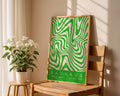 Green Wavy Stripes Bauhaus Poster A48 - GroovyGrove