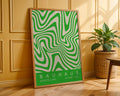 Green Wavy Stripes Bauhaus Poster A48 - GroovyGrove