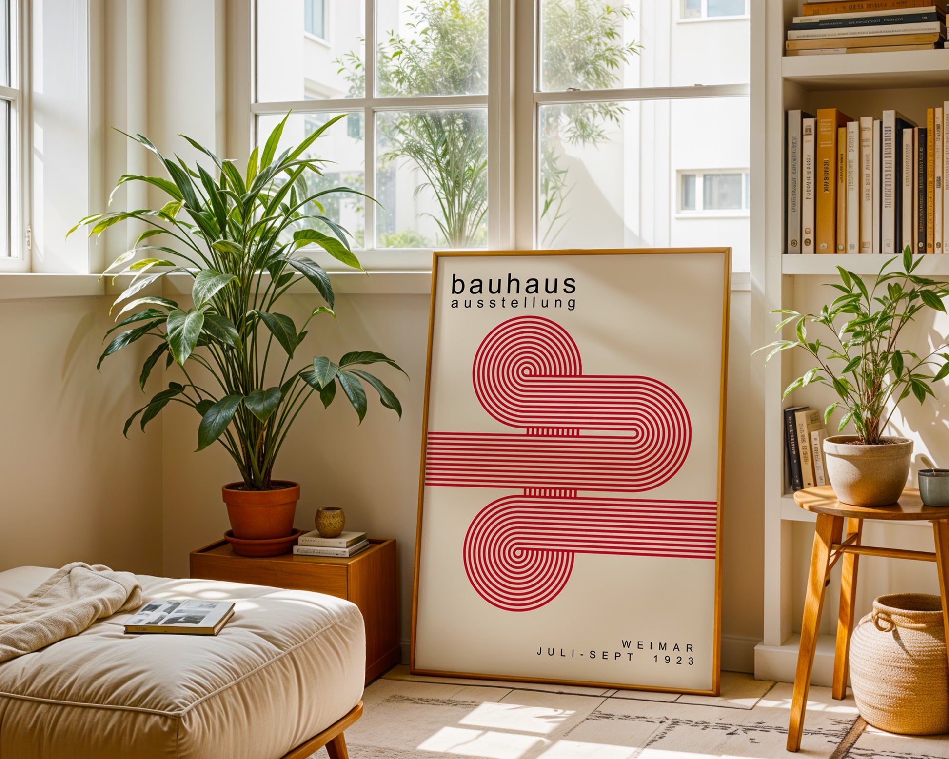 Red Lines Minimalist Bauhaus Poster A49 - GroovyGrove