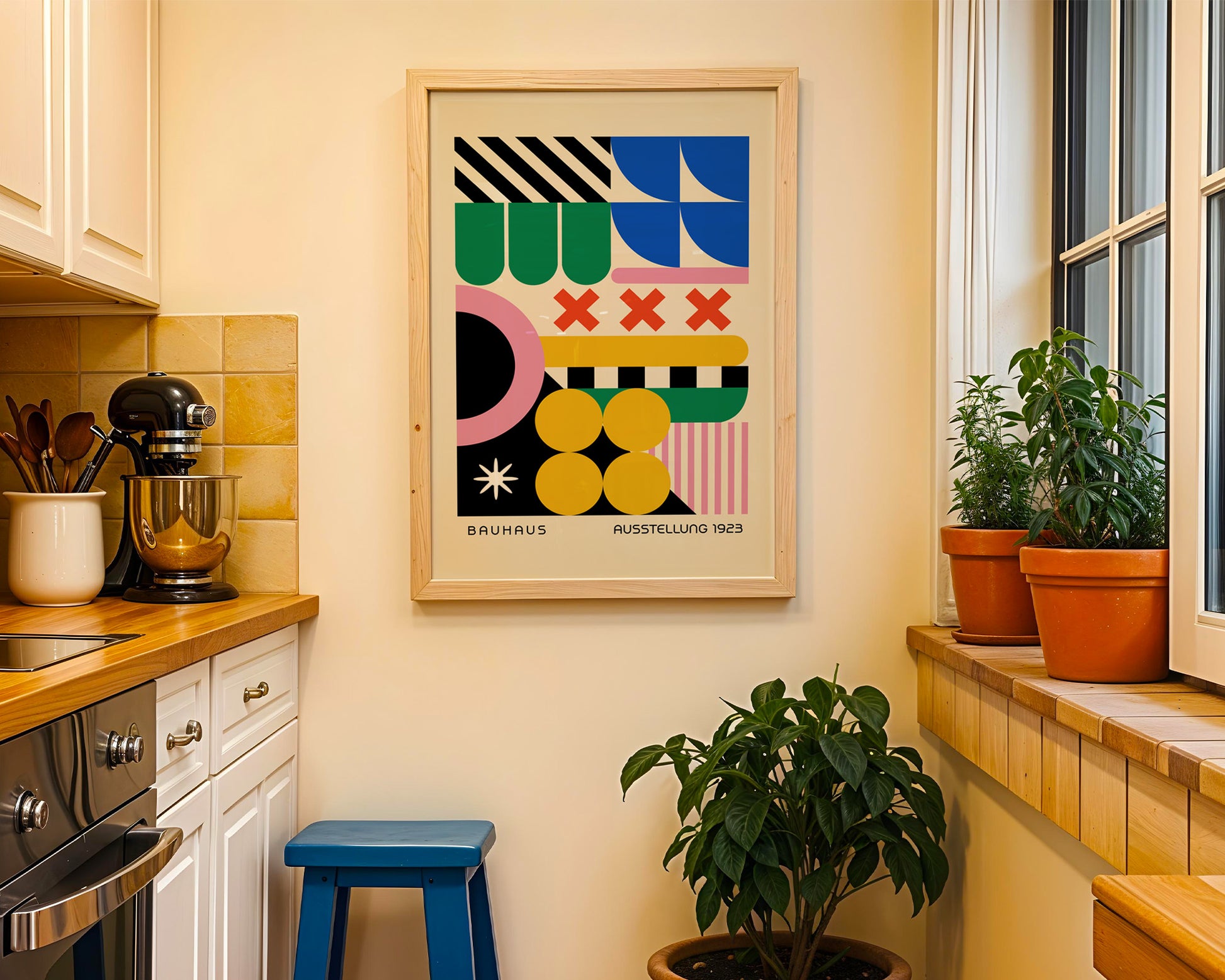 Bauhaus Ausstellung Geometric Colorful Poster A4 - GroovyGrove