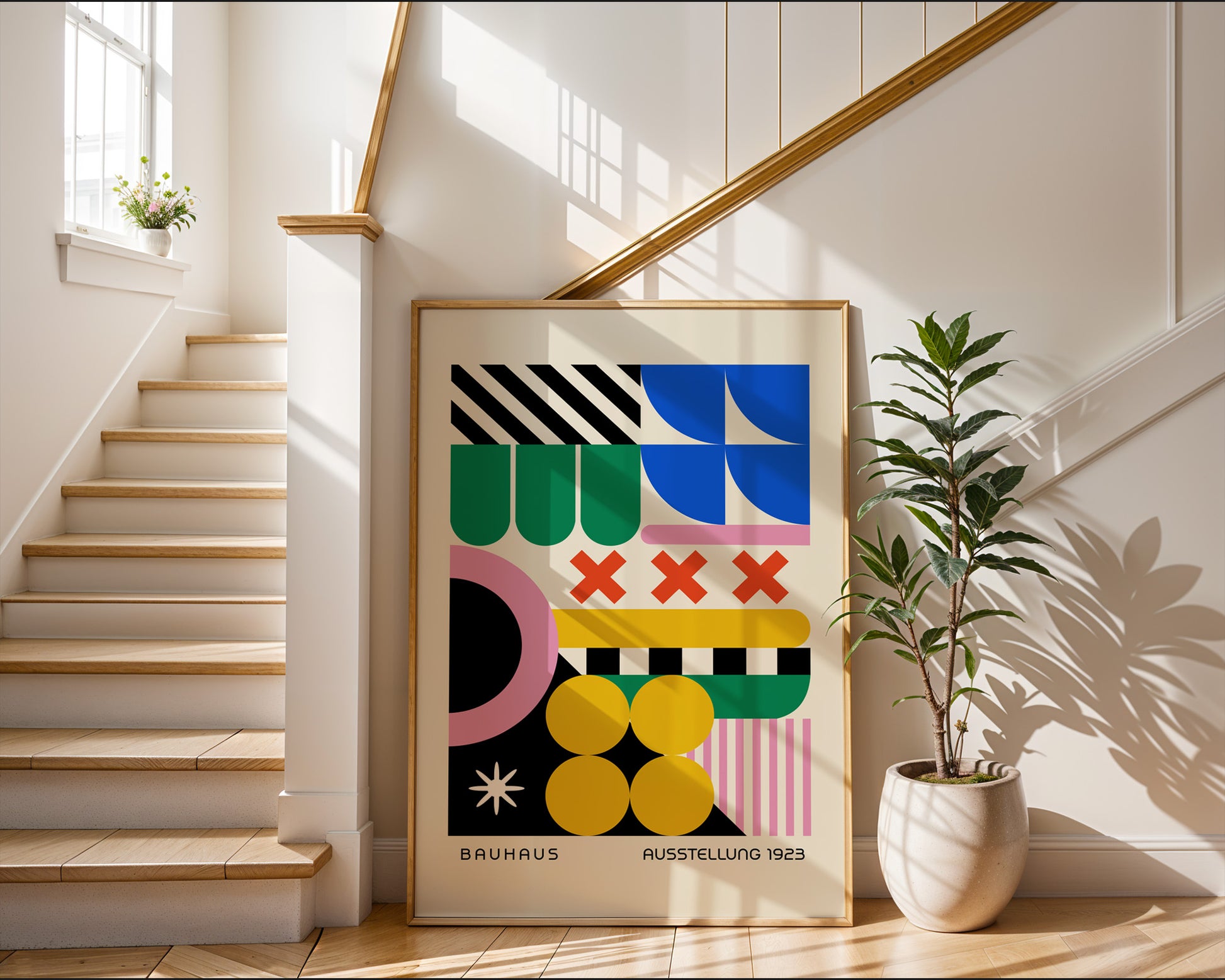 Bauhaus Ausstellung Geometric Colorful Poster A4 - GroovyGrove