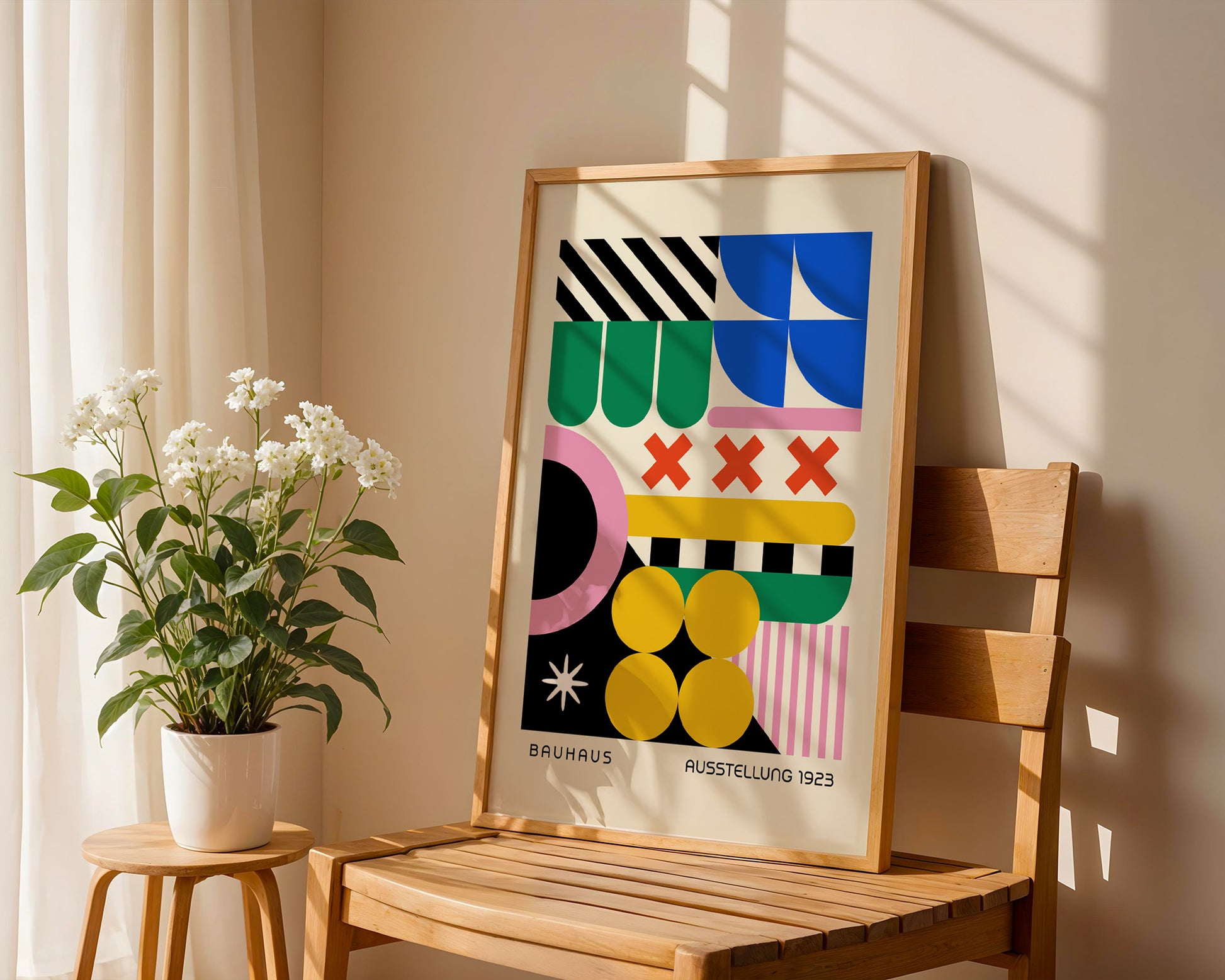 Bauhaus Ausstellung Geometric Colorful Poster A4 - GroovyGrove