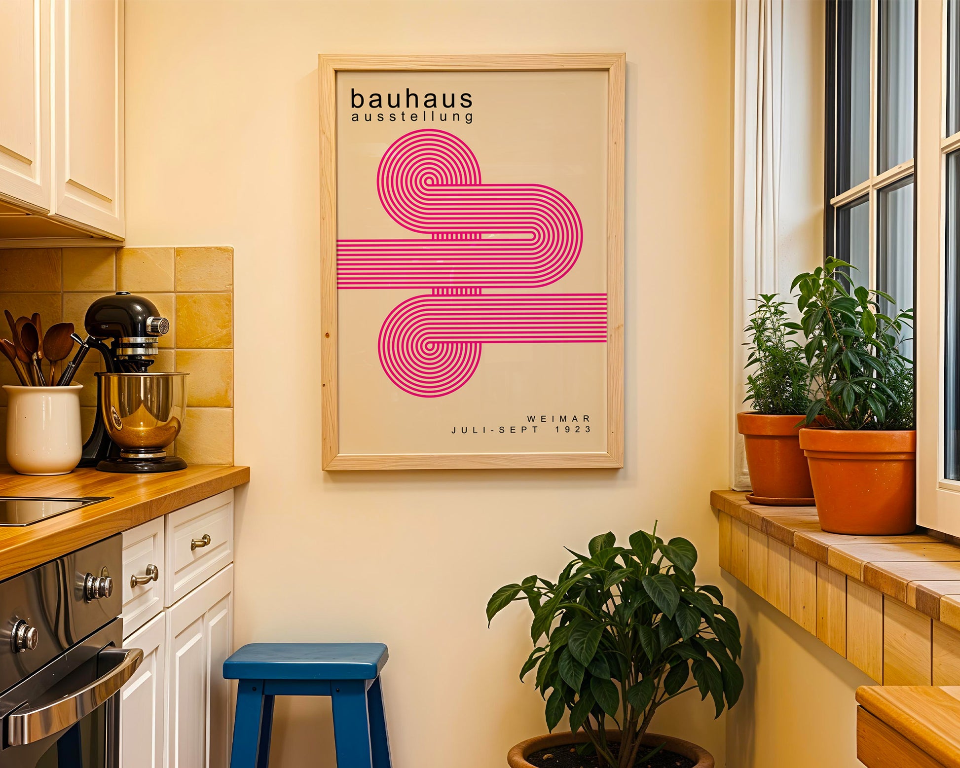 Pink Lines Minimalist Bauhaus Poster A51 - GroovyGrove