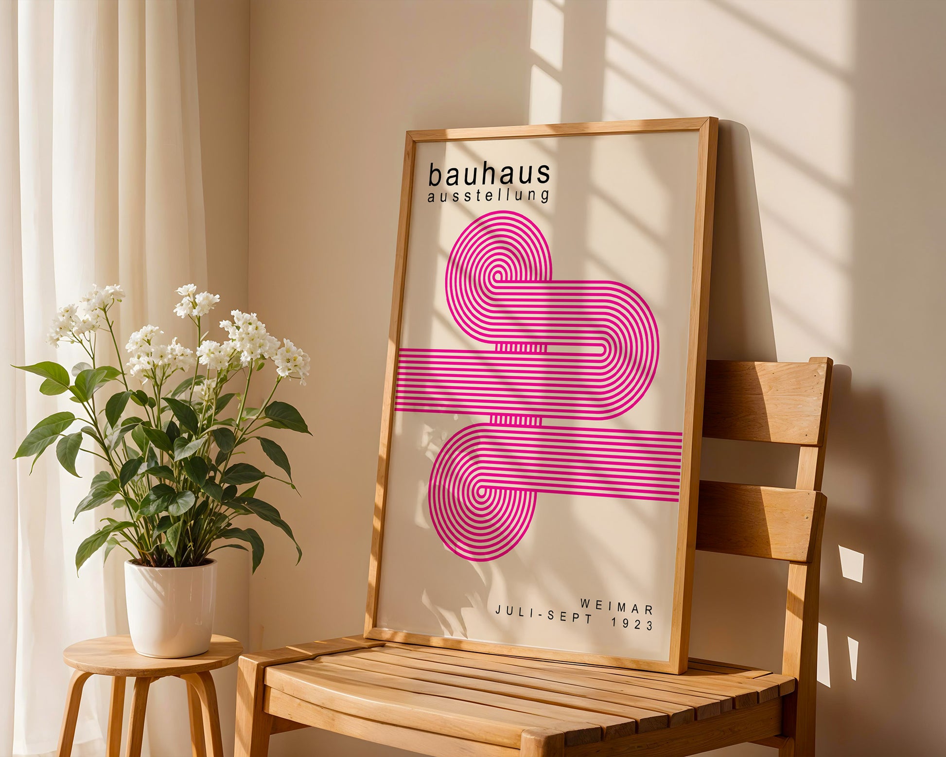 Pink Lines Minimalist Bauhaus Poster A51 - GroovyGrove