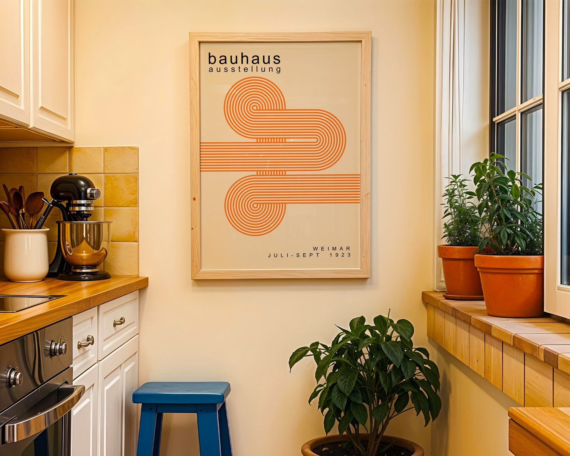 Orange Lines Minimalist Bauhaus Poster A52 - GroovyGrove