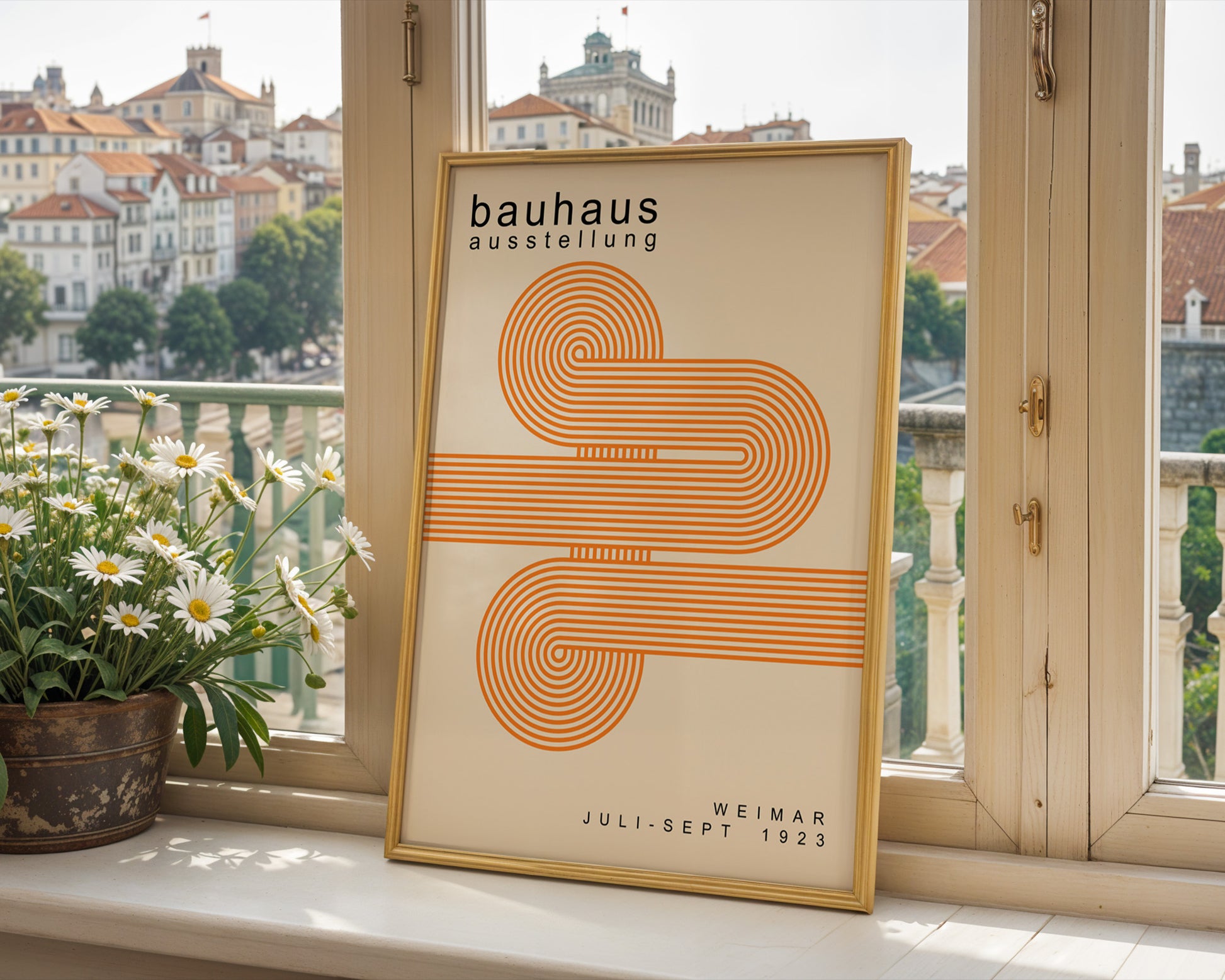 Orange Lines Minimalist Bauhaus Poster A52 - GroovyGrove