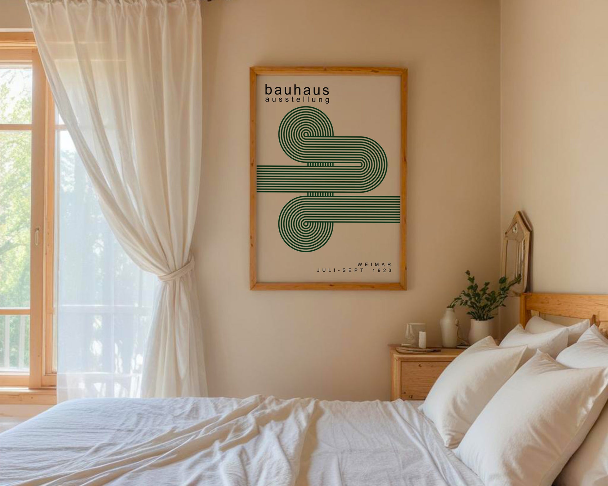 Green Lines Minimalist Bauhaus Poster A53 - GroovyGrove