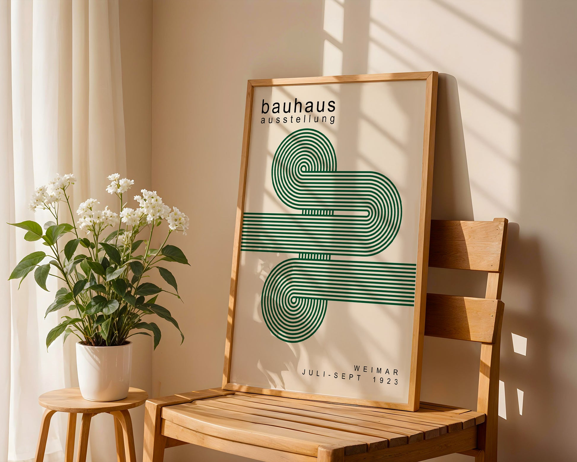 Green Lines Minimalist Bauhaus Poster A53 - GroovyGrove