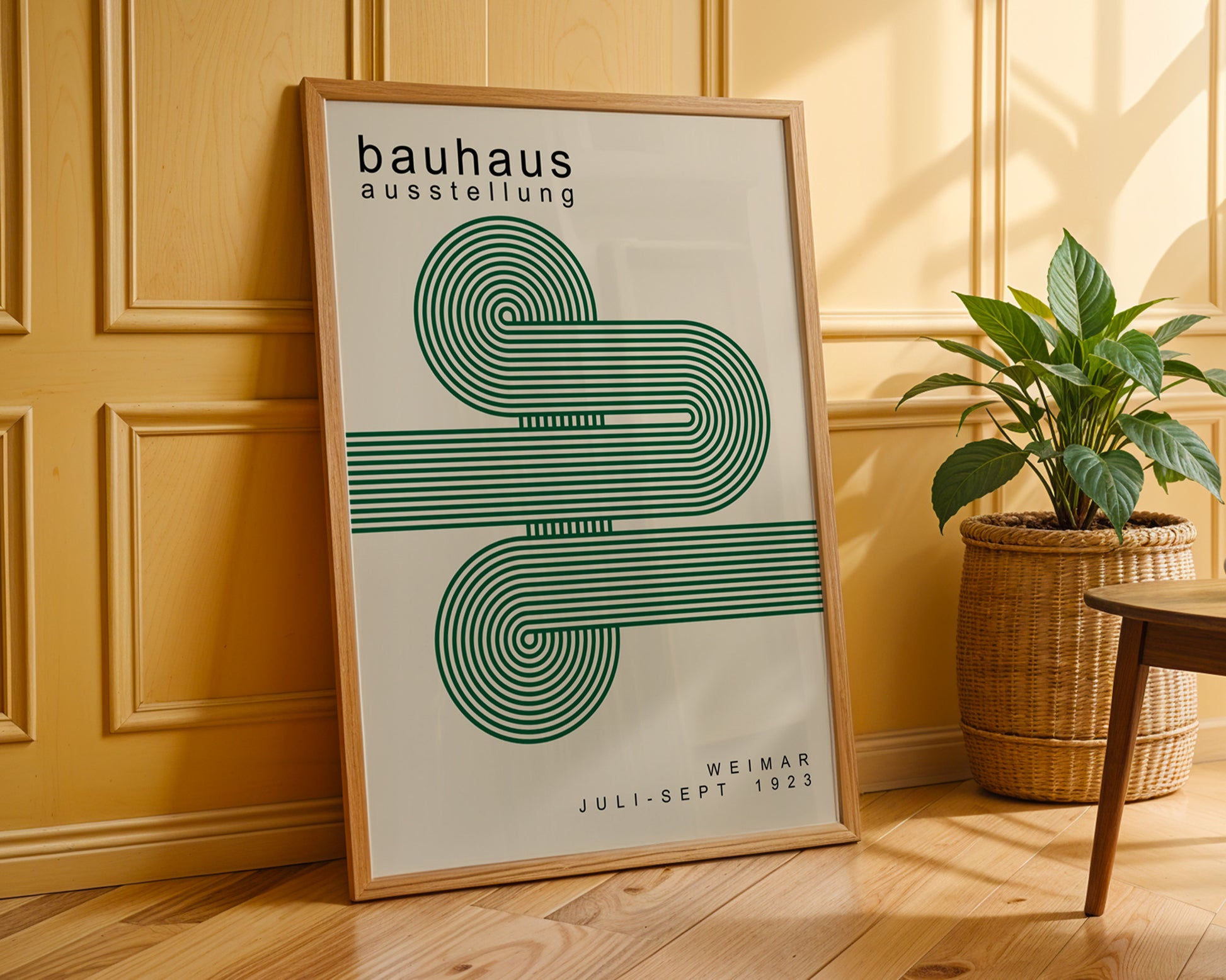 Green Lines Minimalist Bauhaus Poster A53 - GroovyGrove