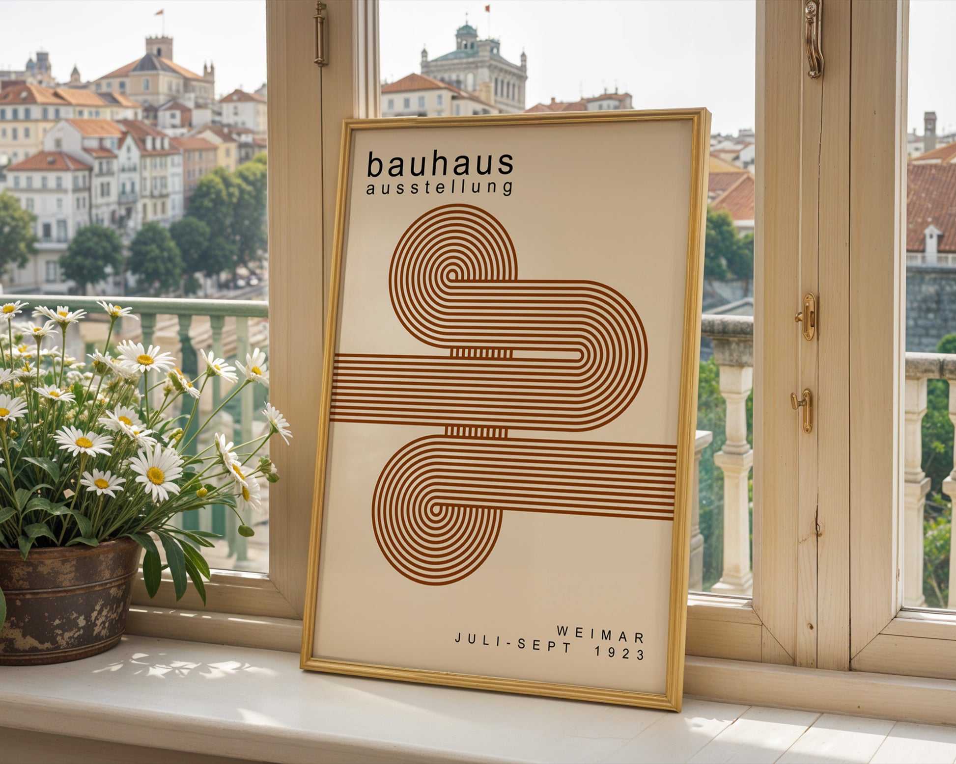 Brown Lines Minimalist Bauhaus Poster A54 - GroovyGrove