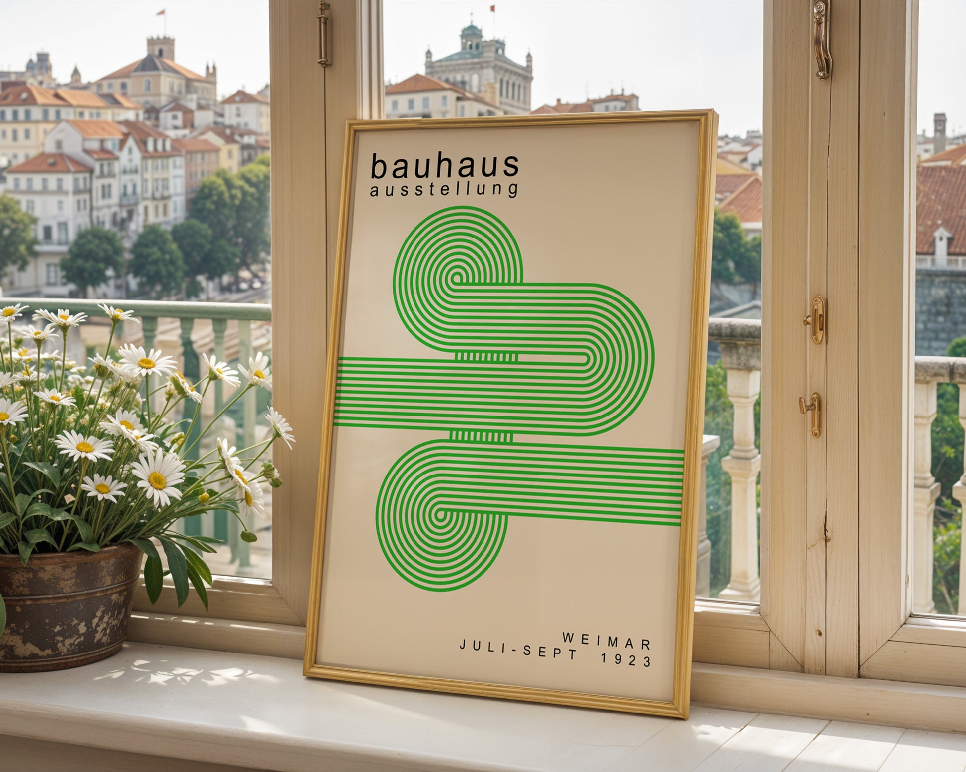 Green Lines Minimalist Bauhaus Poster A56 - GroovyGrove