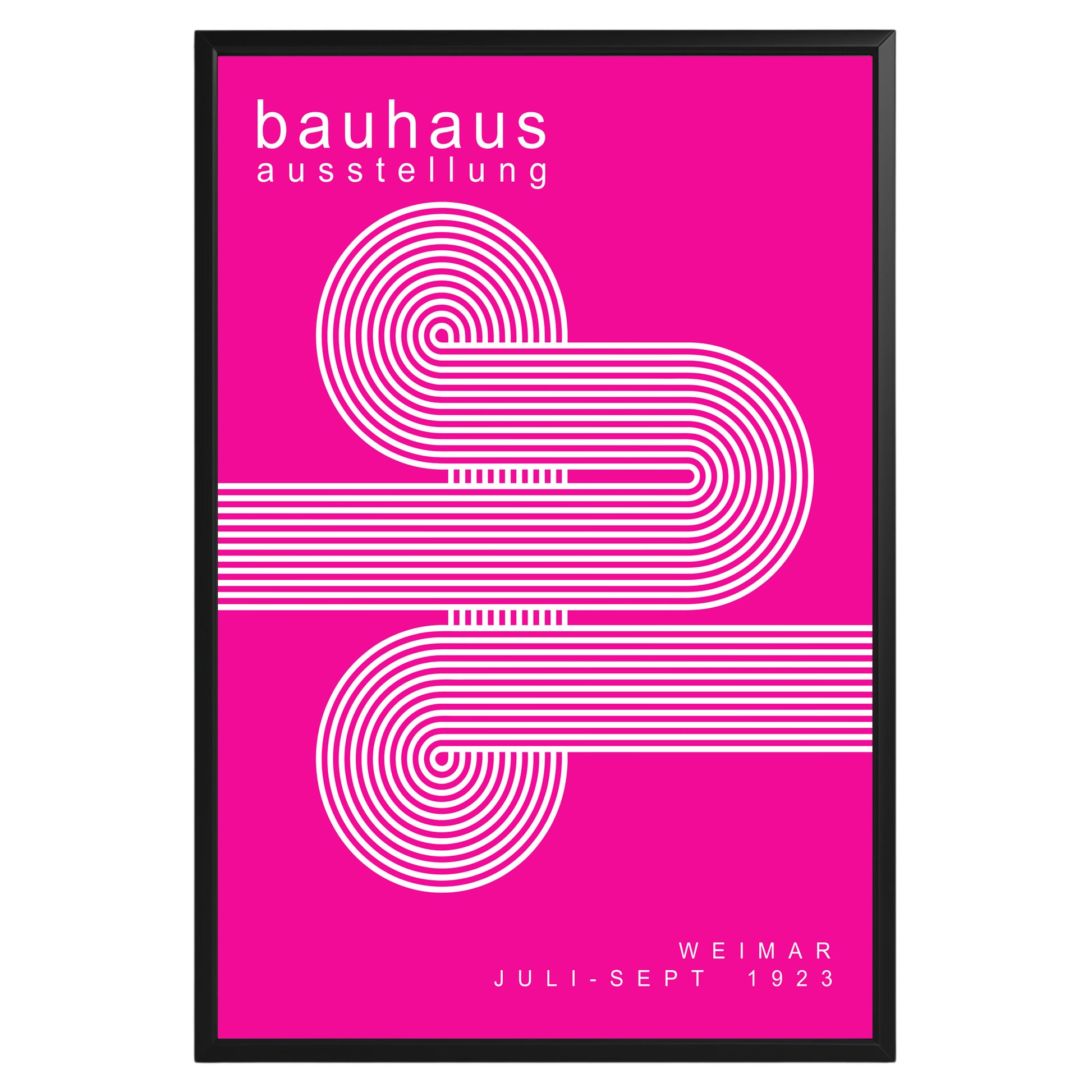 White Pink Lines Minimalist Bauhaus Poster A58 - GroovyGrove