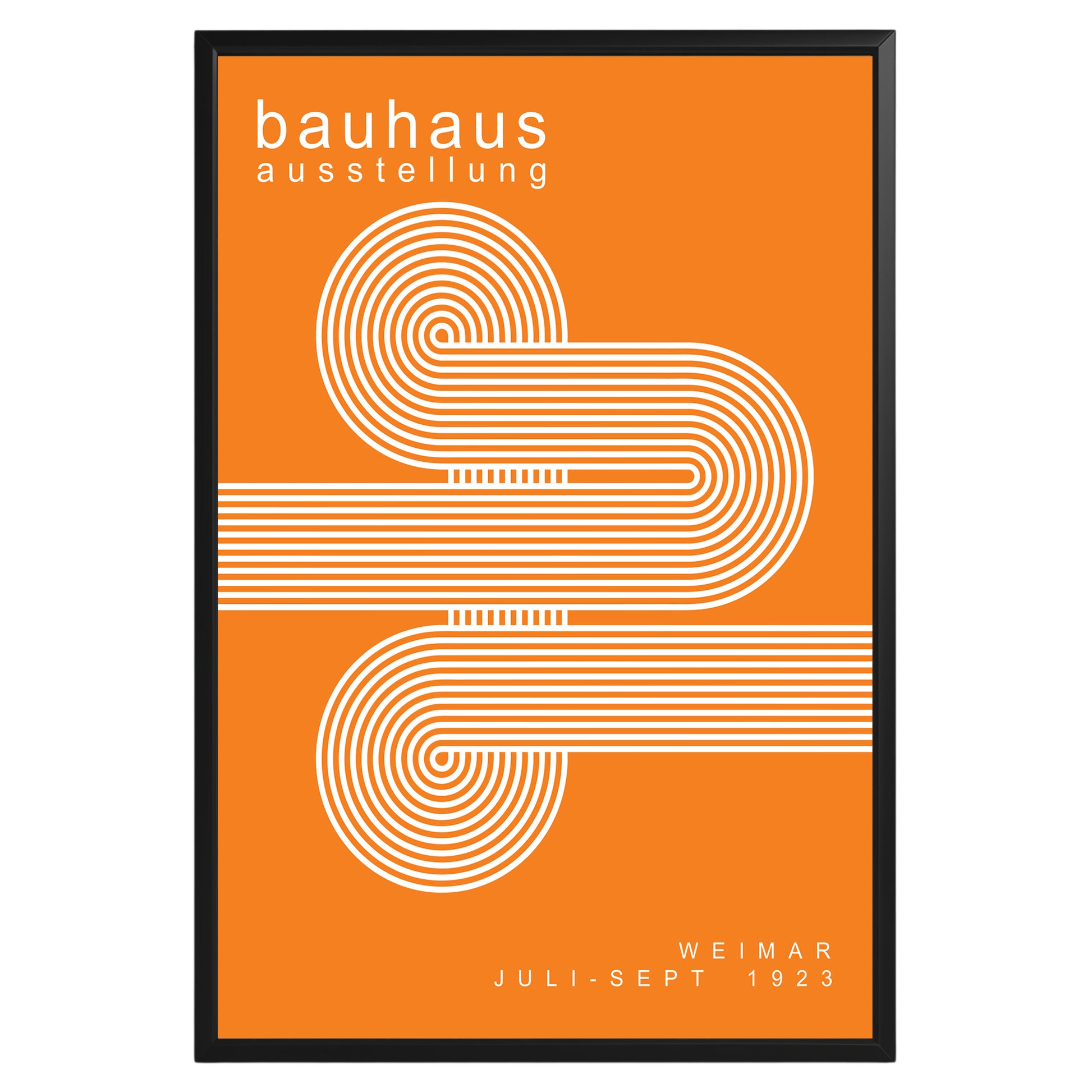 White Orange Lines Minimalist Bauhaus Poster A59 - GroovyGrove