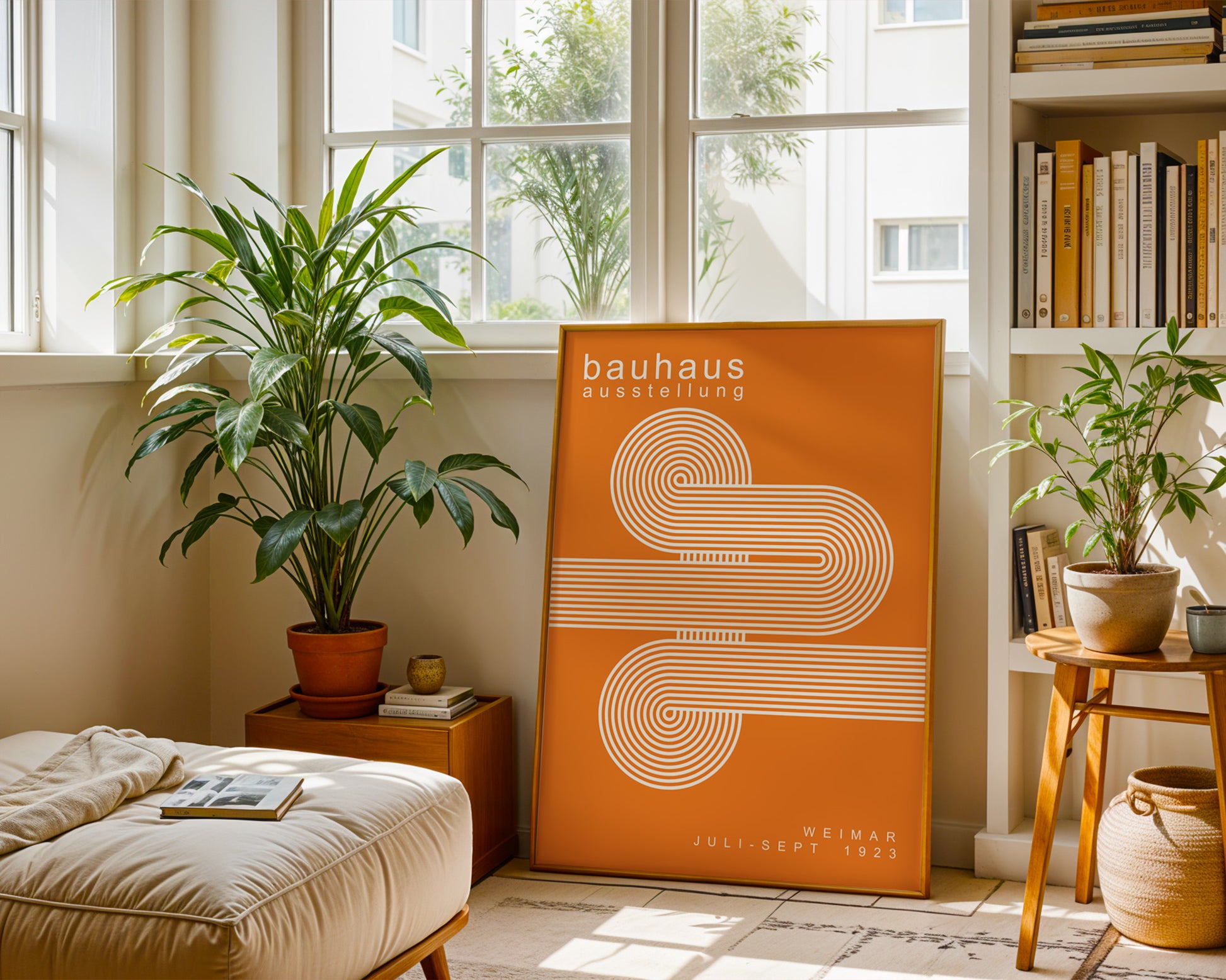 White Orange Lines Minimalist Bauhaus Poster A59 - GroovyGrove