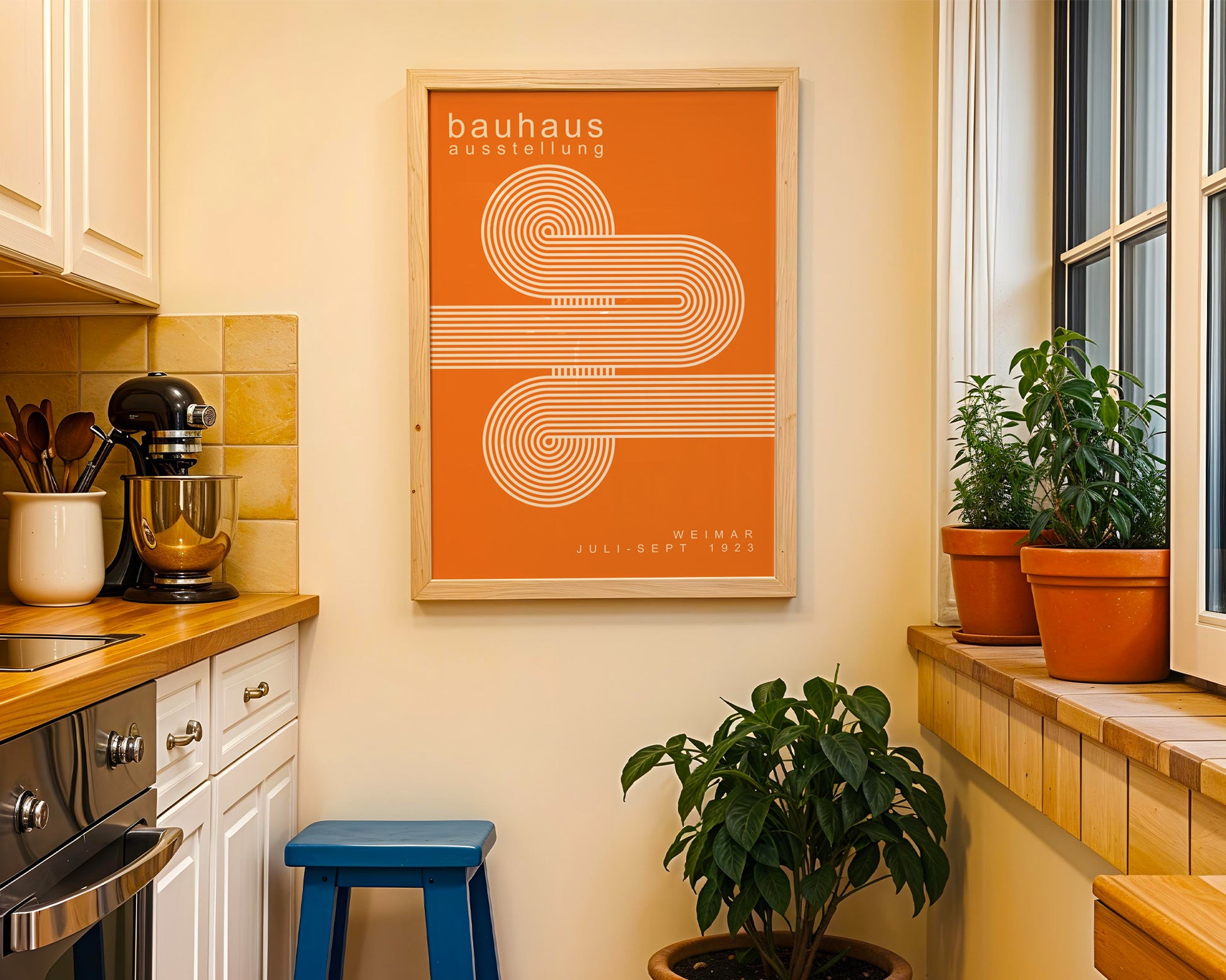 White Orange Lines Minimalist Bauhaus Poster A59 - GroovyGrove