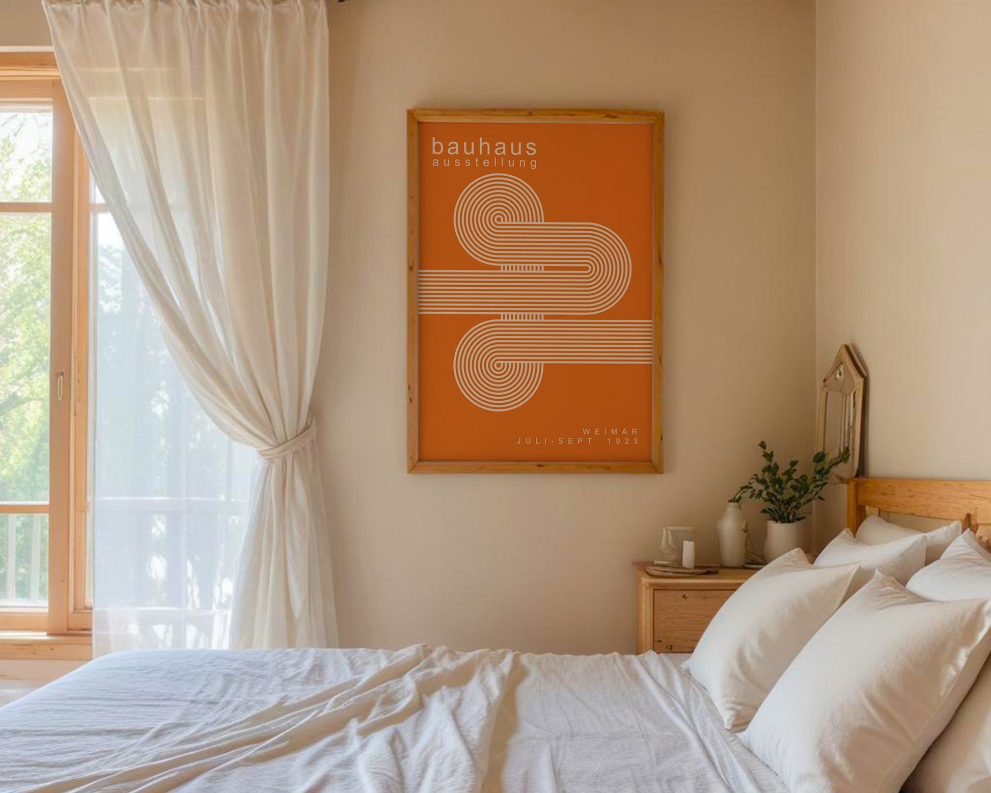 White Orange Lines Minimalist Bauhaus Poster A59 - GroovyGrove