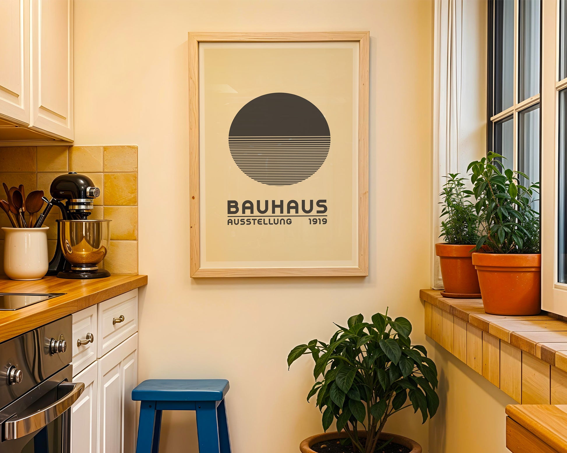 Bauhaus Ausstellung Grayscale Circle Poster A5 - GroovyGrove