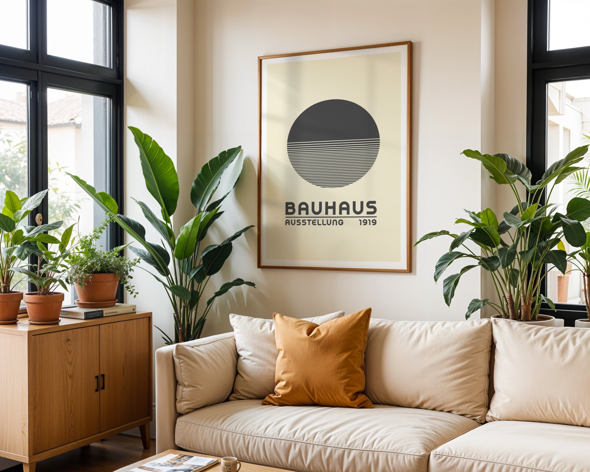 Bauhaus Ausstellung Grayscale Circle Poster A5 - GroovyGrove