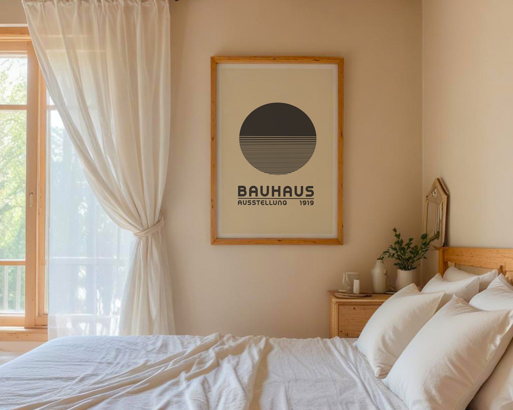 Bauhaus Ausstellung Grayscale Circle Poster A5 - GroovyGrove