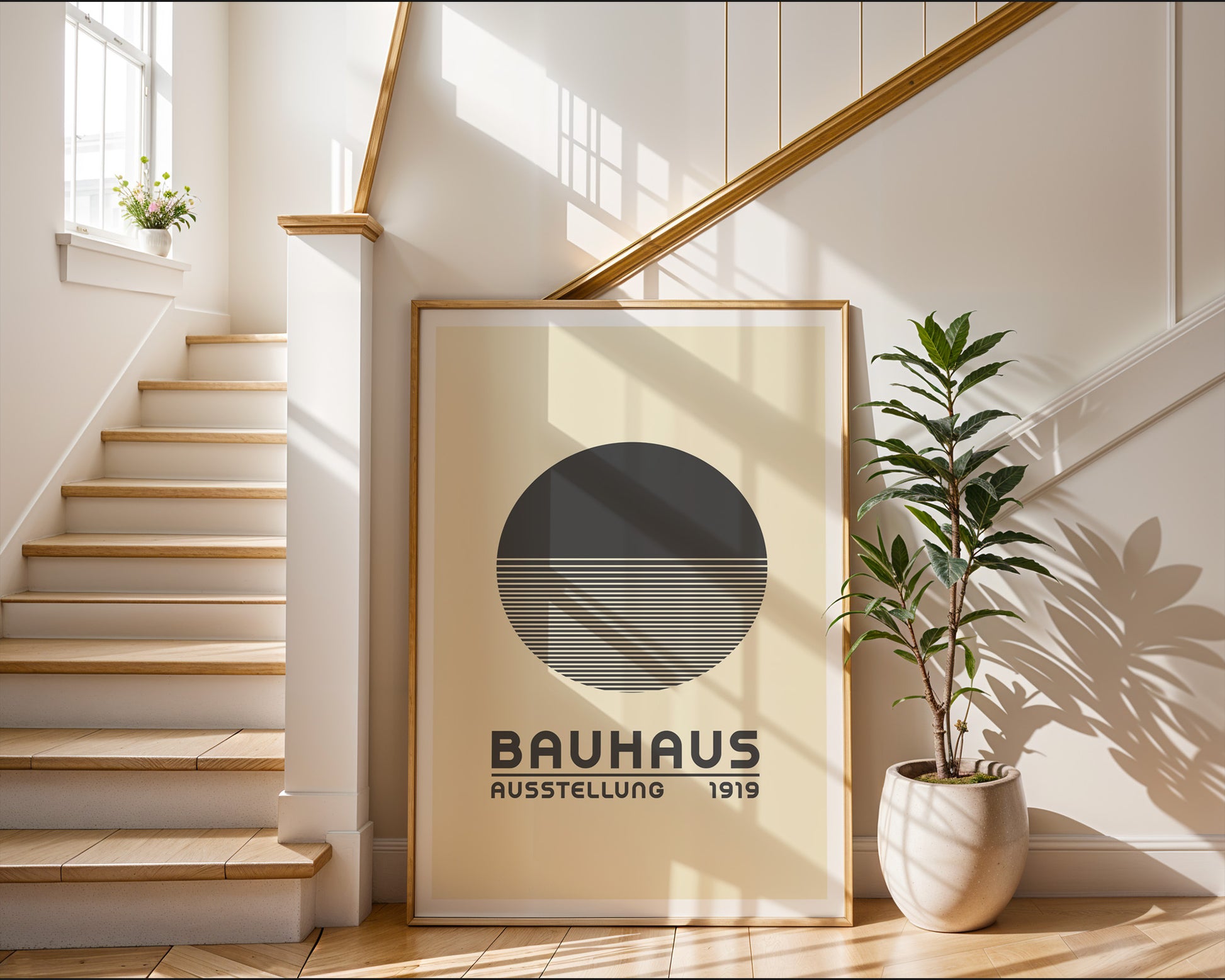 Bauhaus Ausstellung Grayscale Circle Poster A5 - GroovyGrove