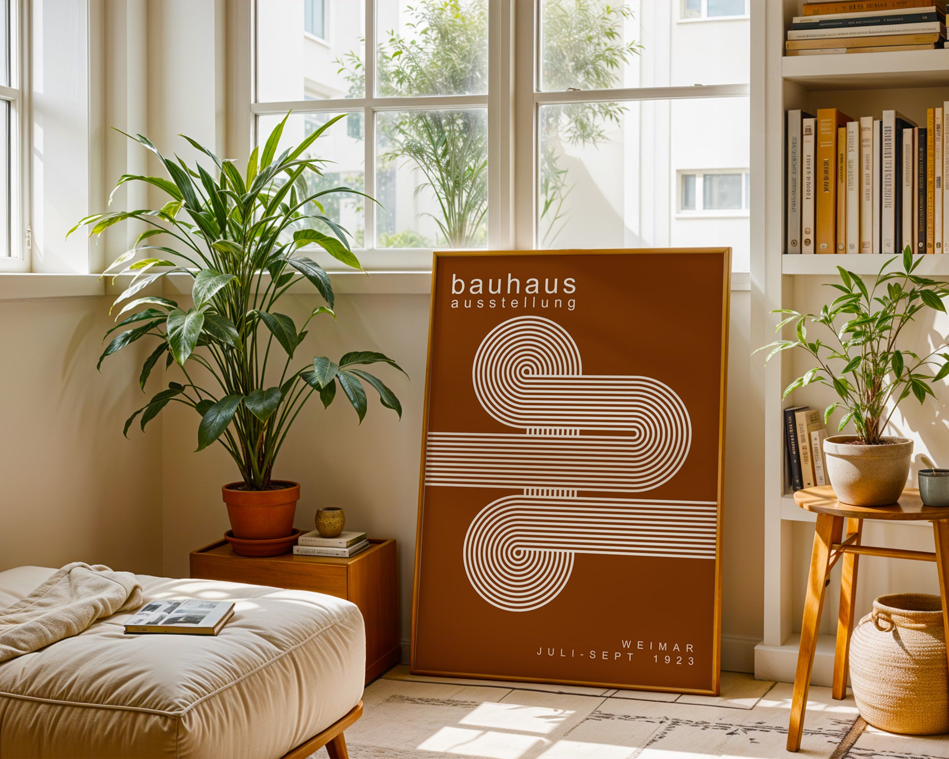 White Brown Lines Minimalist Bauhaus Poster A61 - GroovyGrove