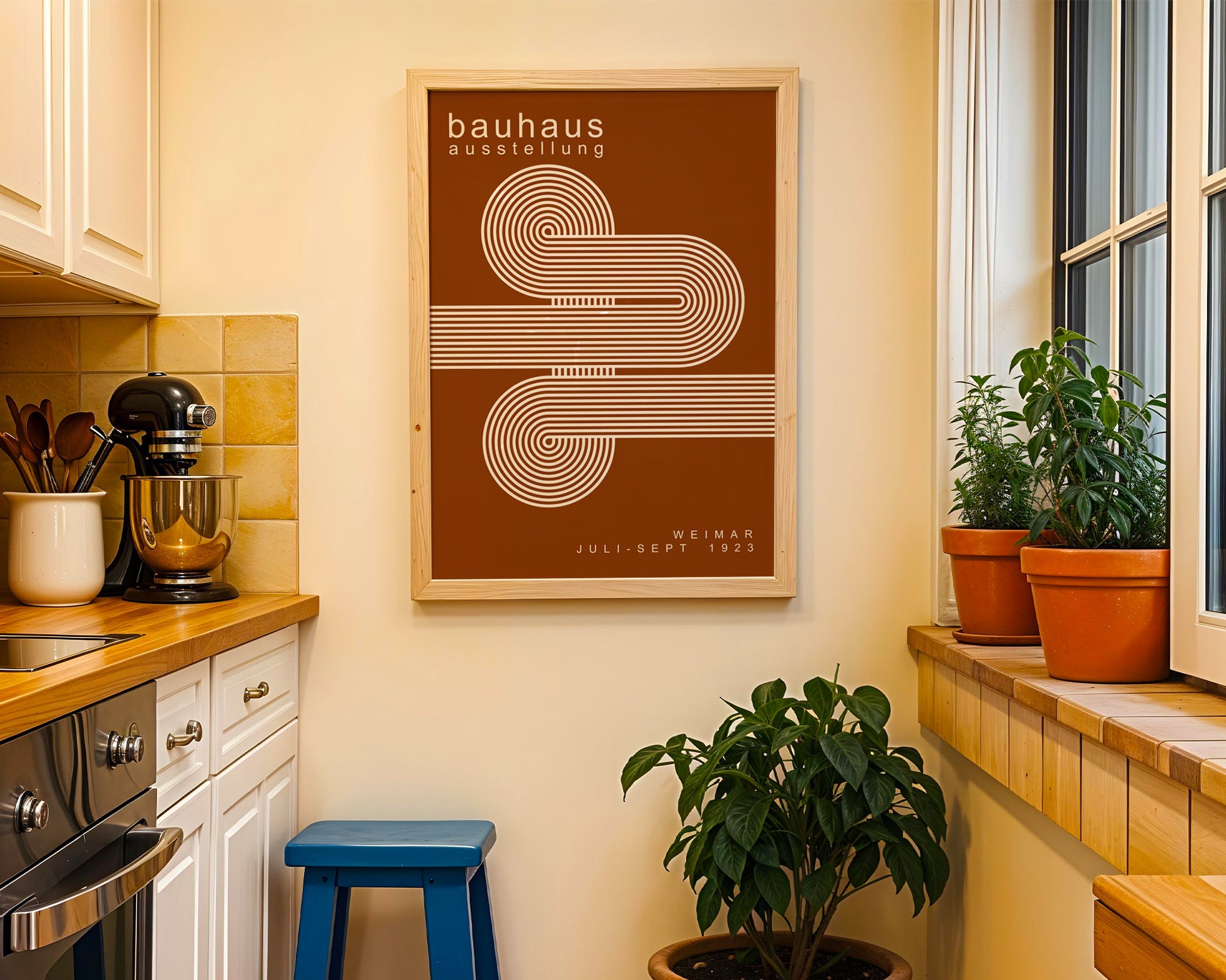 White Brown Lines Minimalist Bauhaus Poster A61 - GroovyGrove