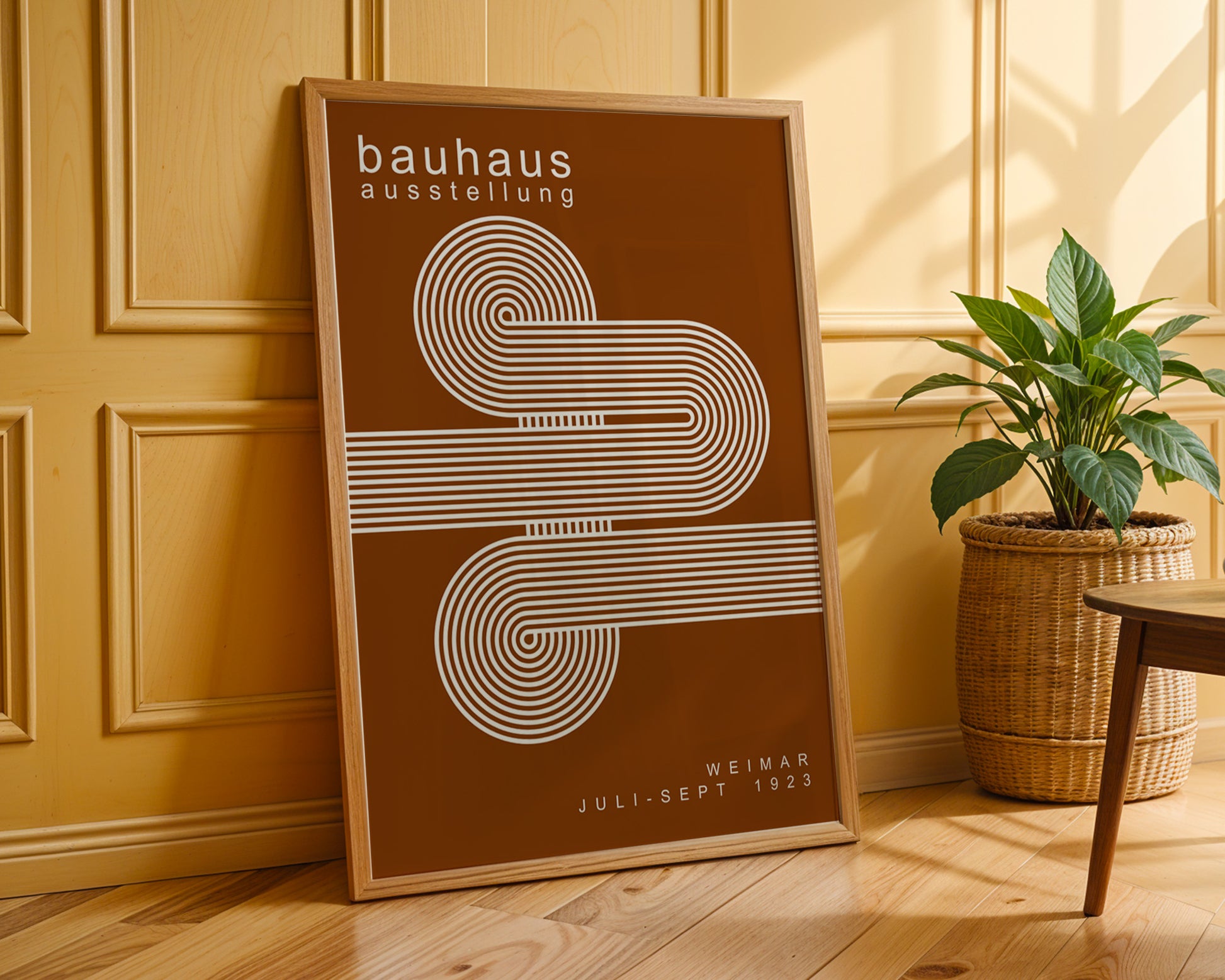 White Brown Lines Minimalist Bauhaus Poster A61 - GroovyGrove