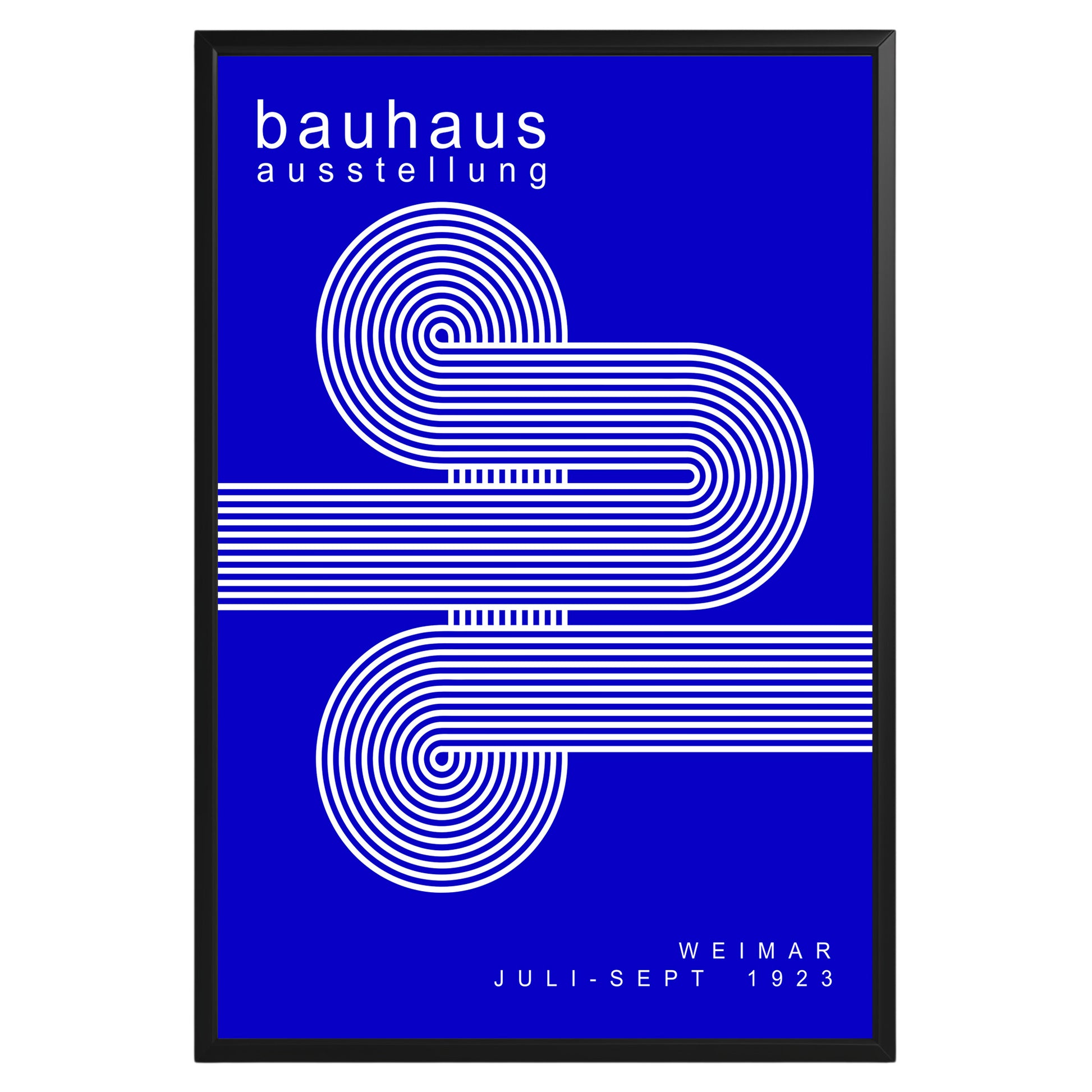 White Blue Lines Minimalist Bauhaus Poster A62 - GroovyGrove